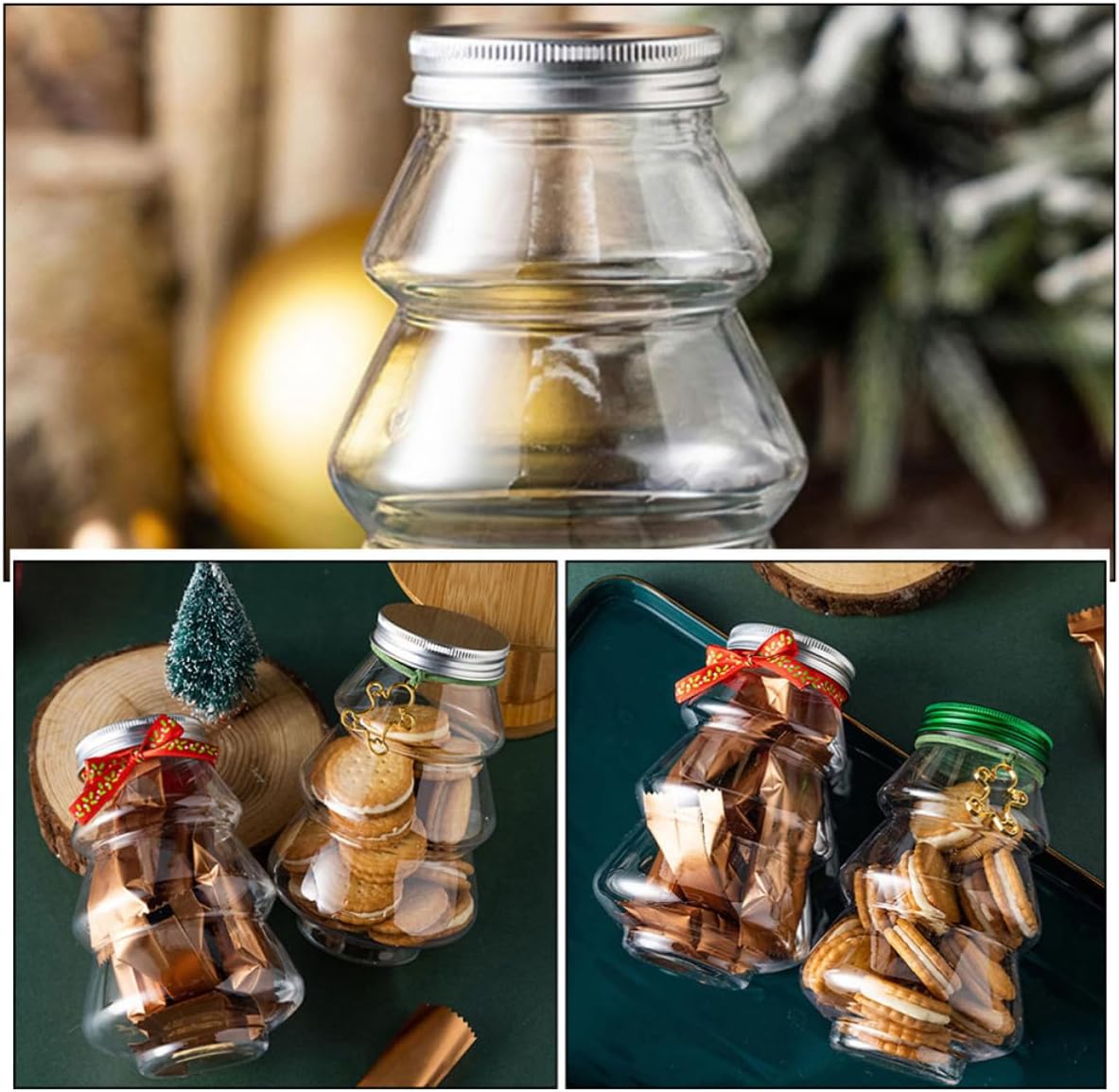 Beatifufu Candy Bottles and Adding a Festive Atmosphere to Your Home 12pcs Christmas Tree Shaped with Smooth Surface Plastic Packaging Containers for Xmas Party Favors