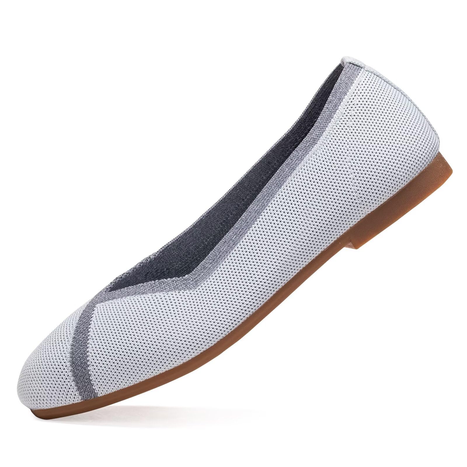 Frank Mully Zapatos planos planos para mujer con punta cuadrada, cómodos zapatos planos de punto, zapatos de trabajo para mujer