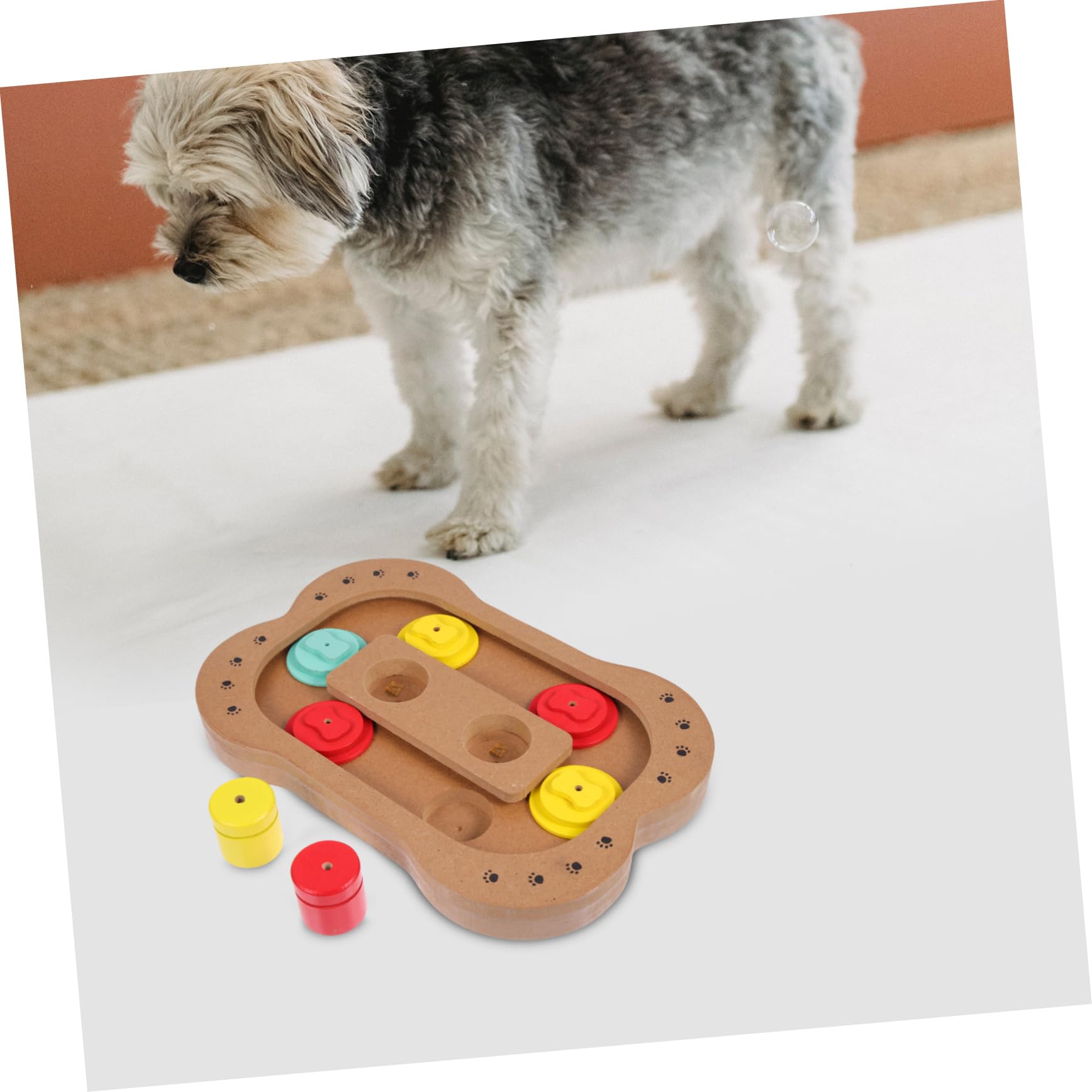 Holzknochen Futterspielzeug für Hunde Intelligenzspielzeug mit Glatter Oberfläche und Nahrungsersuche