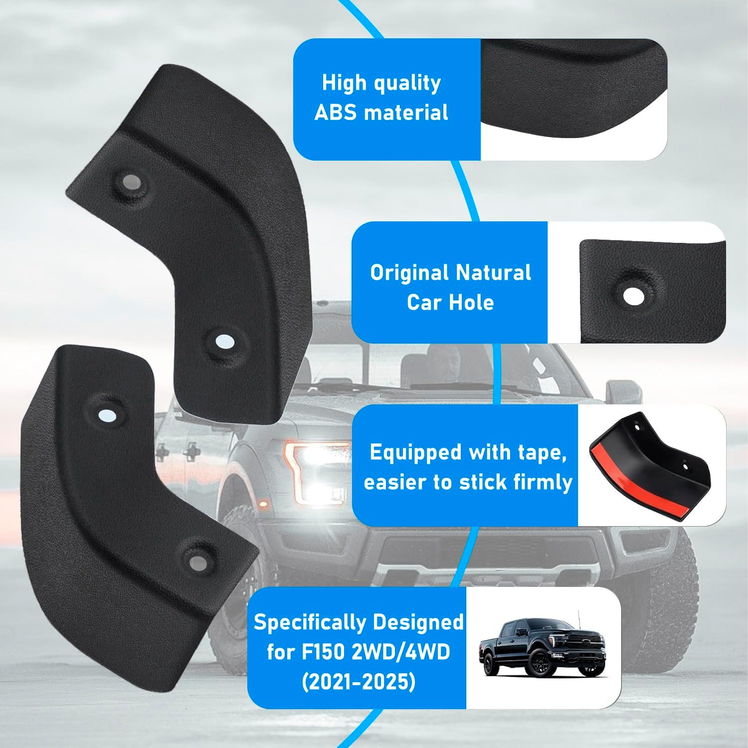 Mud Flap Delete Compatible with Ford F150 2WD/4WD 2021-2026, Mud Guards Mudflaps Compatible with Ford F150 Accessories