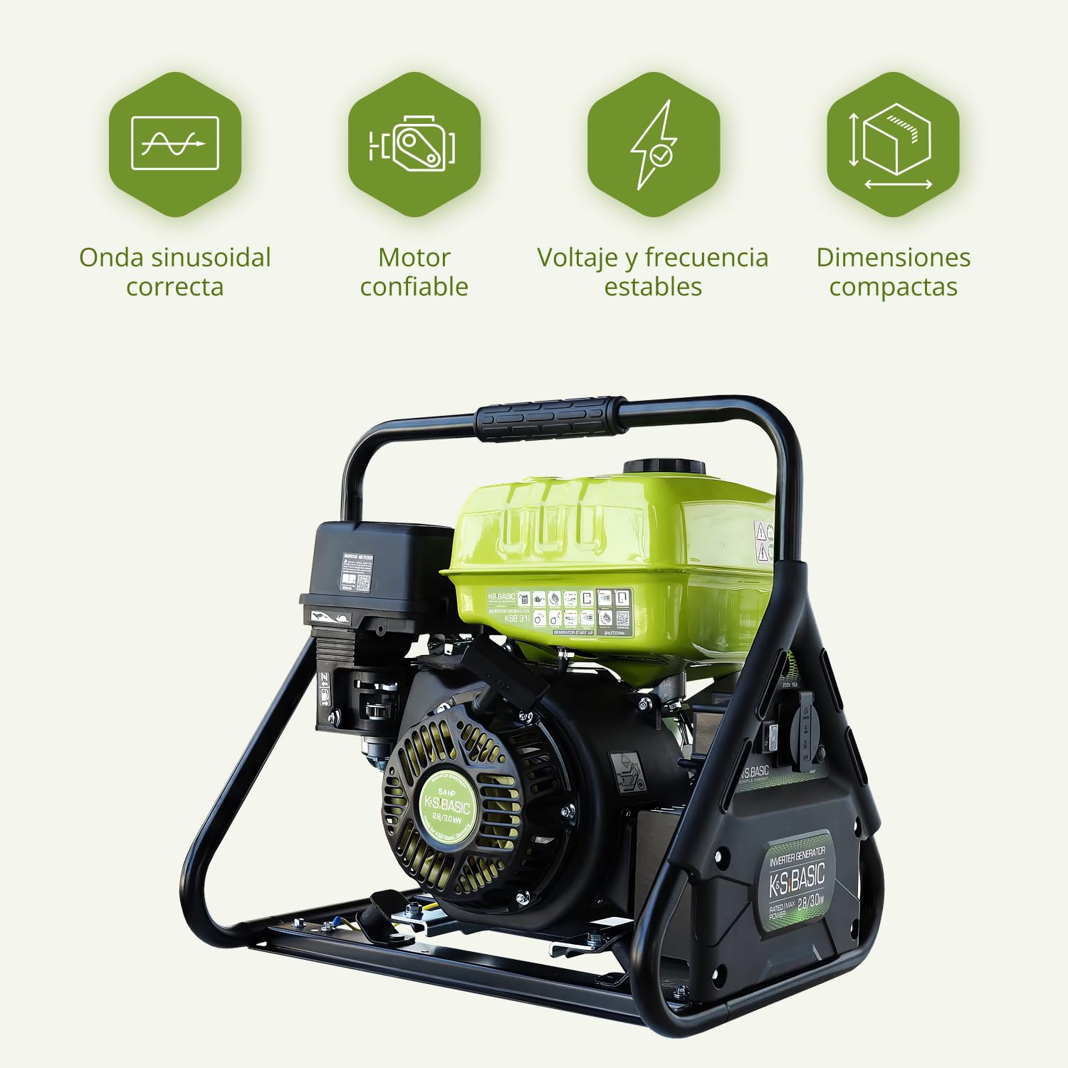 K&S Basic KSB 31i Generador inversor de 3,0 kW - Seguro para dispositivos sensibles - Generador de corriente de emergencia con estructura compacta - Generador inversor con bobinado de cobre