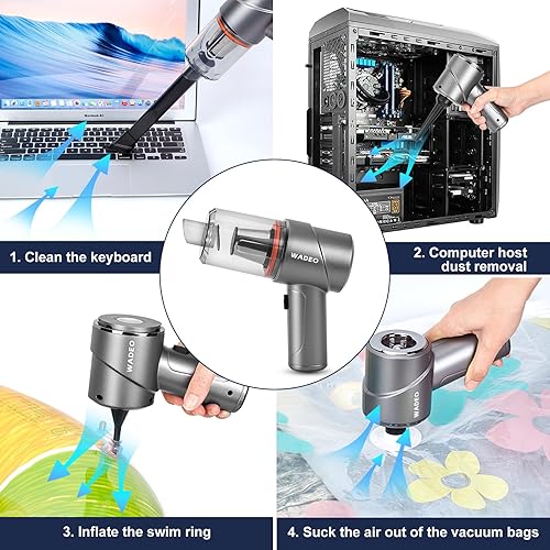 Miniatura 2 de Mini aspiradora para automóvil, 4 en 1, aspiradora de teclado inalámbrica de mano, aspiradora de automóvil con motor sin escobillas 15000 PA de alta