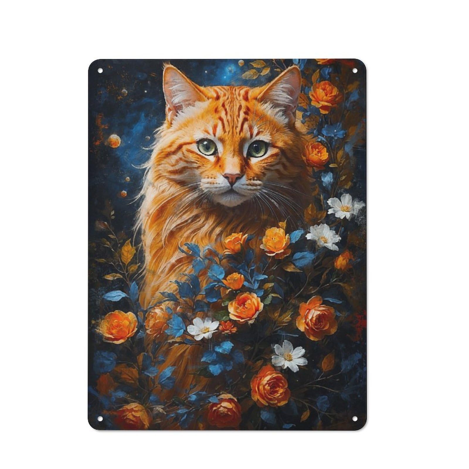 Junmoney A Cats Floral Reverie Retro Tin Sign 40X30cm Featuring For Bar Or Restaurant, For Metal Sign Collectors, For Garage And Workshop Walls