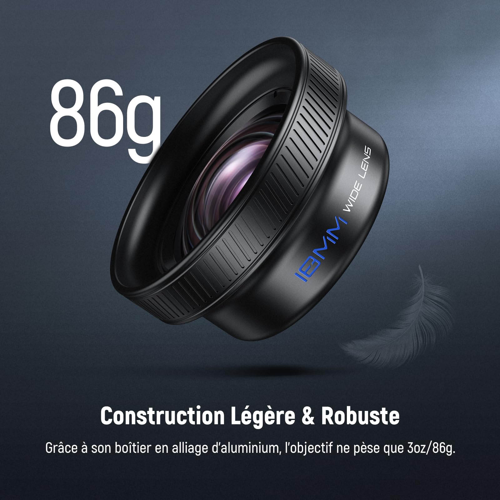 NEEWER 18mm Objectif Grand Angle avec Clip Fileté 17mm, Champ de Vision 100°, Grossissement 0.75X, 6 éléments en 5 Groupes, Compatible iPhone Android Samsung, pour la Photographie Mobile, LS-72