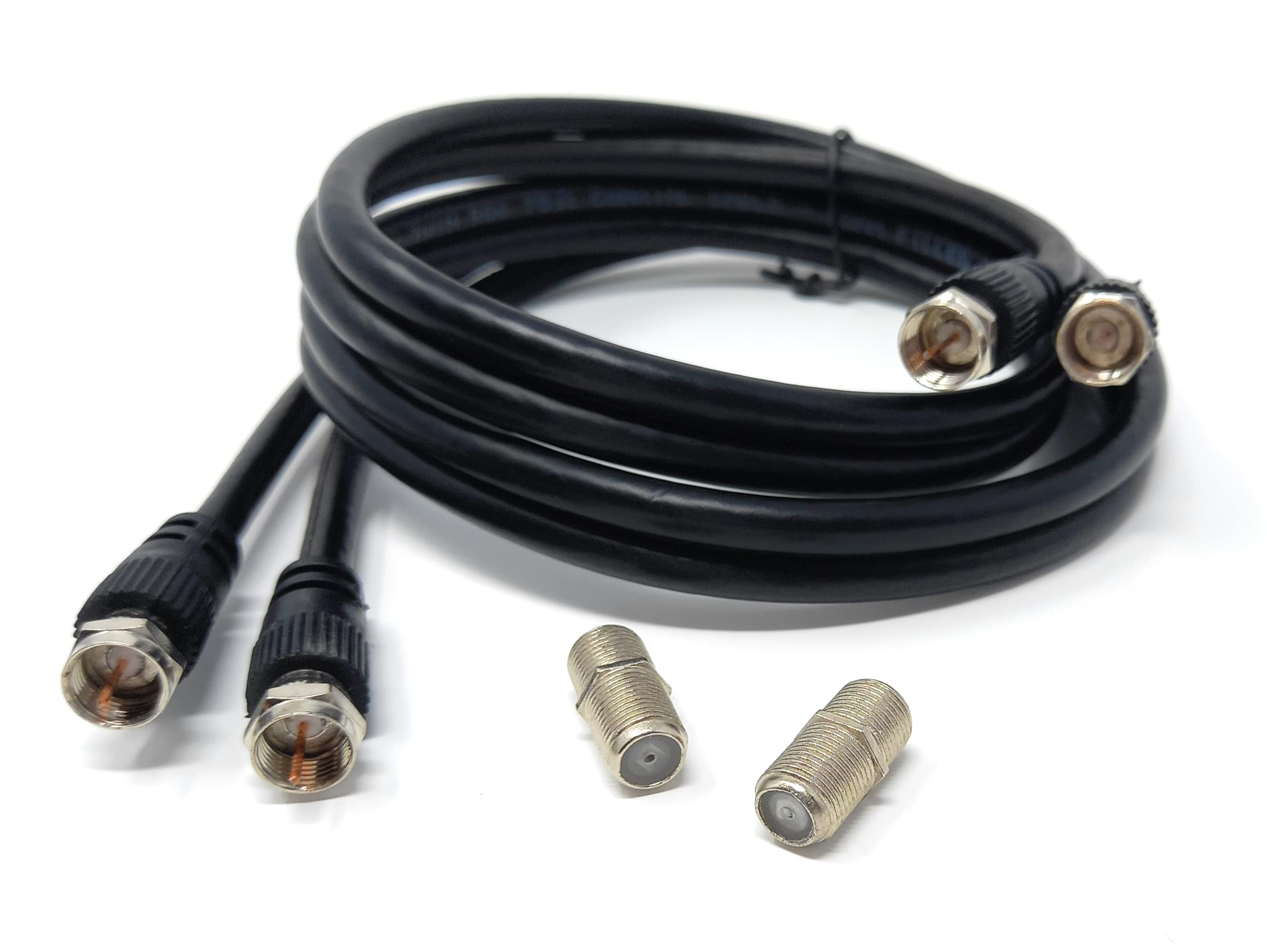 DRUT 1m,Twin Shotgun Satellite Moulded F-Type Plug to Socket RG6 Coaxial Extension Antenna Cable Lead With F-Type Couplers (3.3ft - Image 4