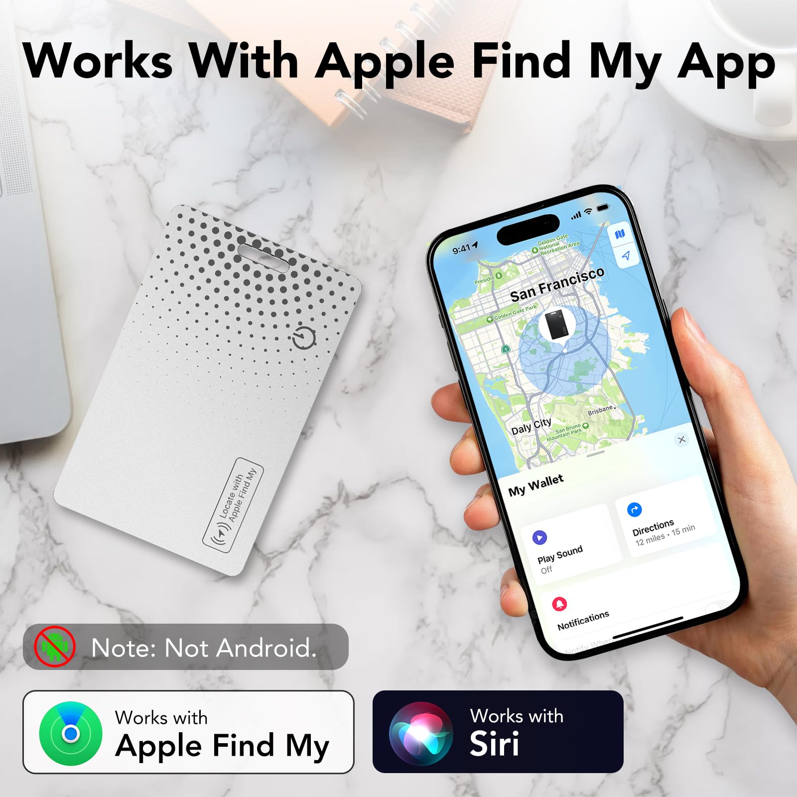 TIMU Air Tag Card Compatibile Apple Dov'è (iOS Only), 1.7 mm Slim Smart Card, IP68 Impermeabile Wallet Tracker, Bluetooth Localizzatore per Valigie, Portafoglio, Borse, Bagagli, Nero (Bianco)