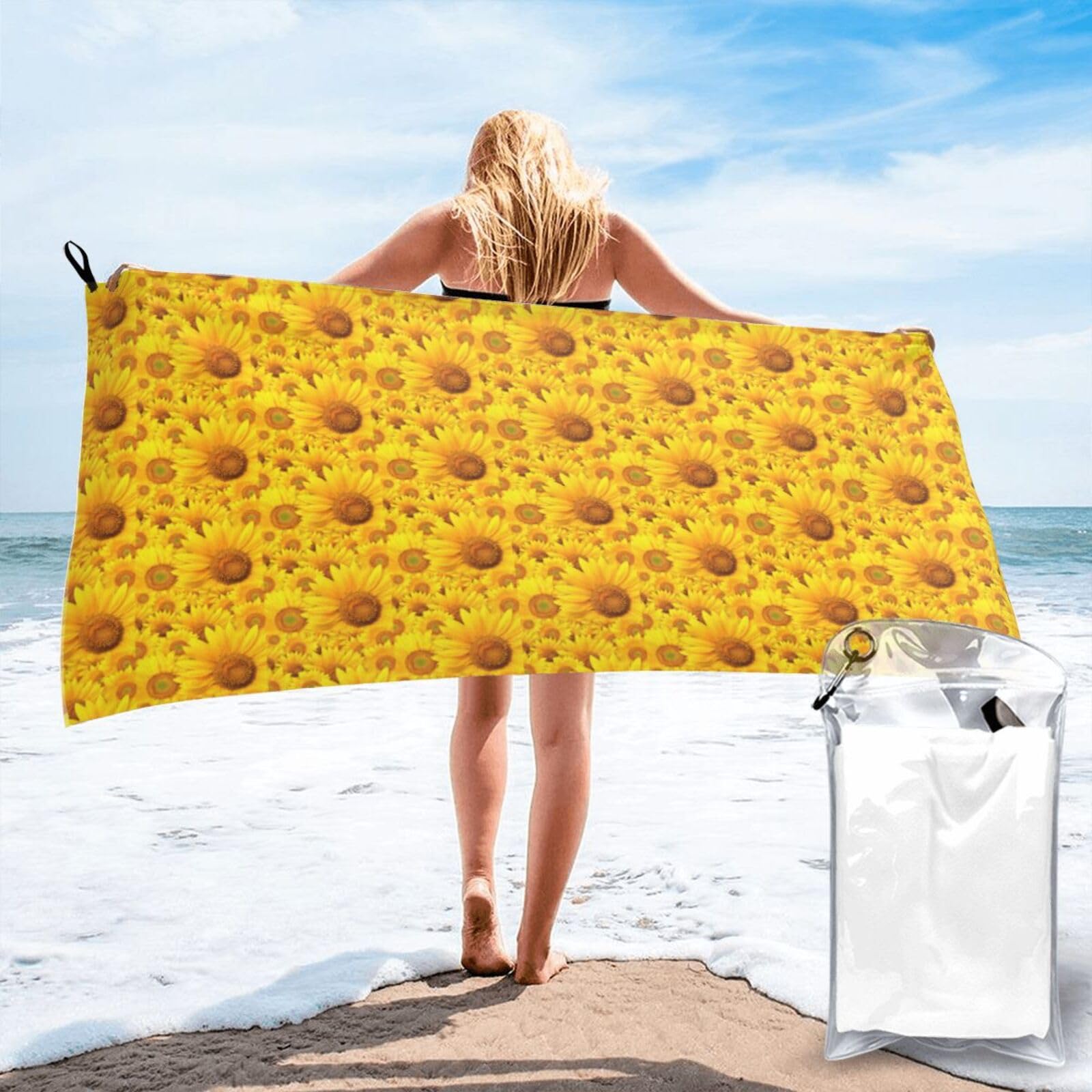 Many Sunflowers Quick Dry Towel Microfibre Towel Super Absorbent Ultra Compact Gym Sports Beach Camping Travel