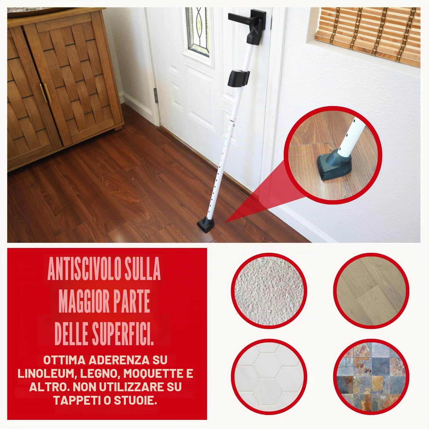 Securityman Barra di sicurezza per porta con allarme, sicurezza per porta scorrevole, fermaporta (allarme extra forte da 120 dB), goditi la tranquillità con il blocco della porta resistente e