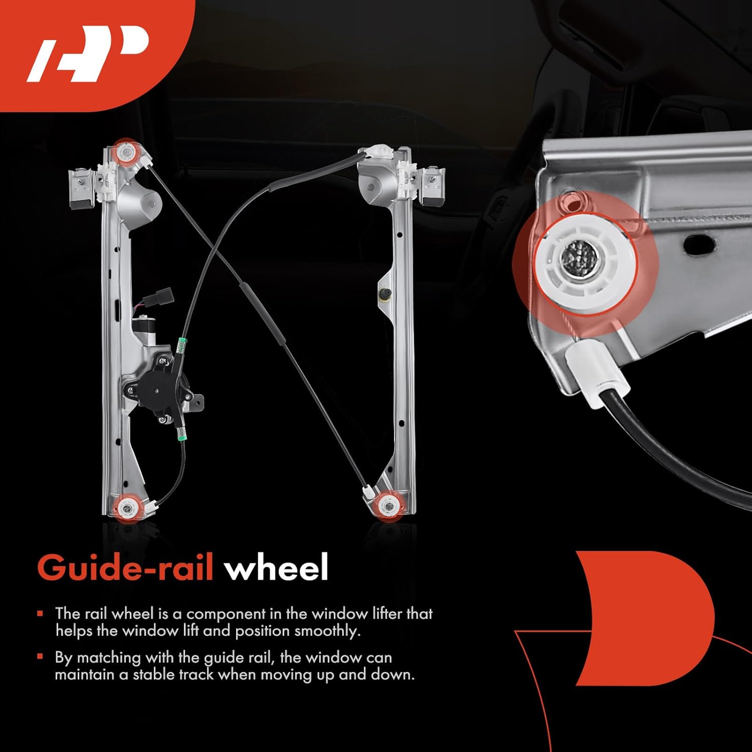 A-Premium Power Window Regulator with Motor Rear Passenger Side Compatible with Chevrolet & Silverado & GMC Models - Silverado, Sierra, Yukon, Avalanche, Escalade ESV/EXT, (Crew Cab Pickup Only)