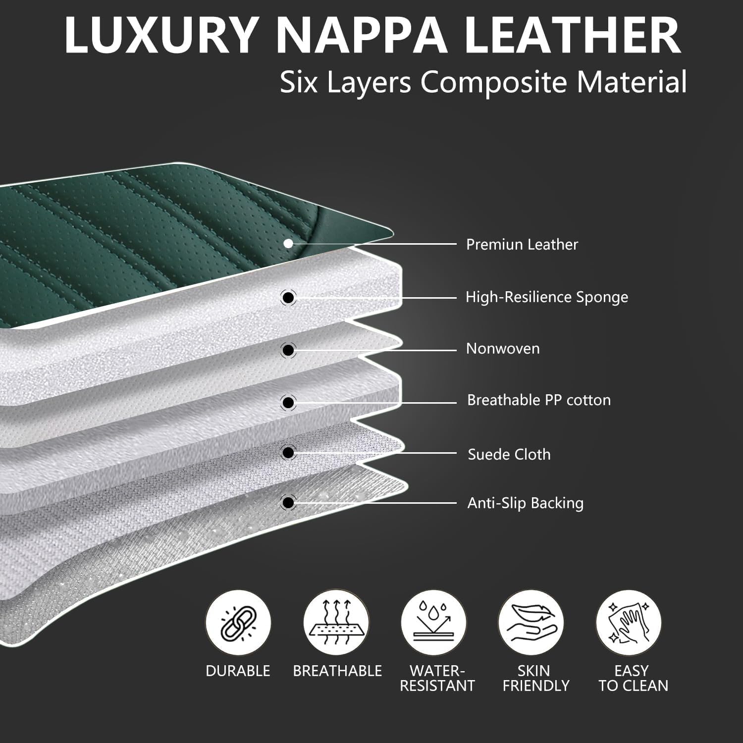 Car Seat Covers for Subaru Crosstrek 2016-2023 2024 2025, Full Set Stylish Breathable Faux Leather Seat Cover Waterproof Seat Protector,Comfort Car Chair Cushion Vehicle Seat Covers Green