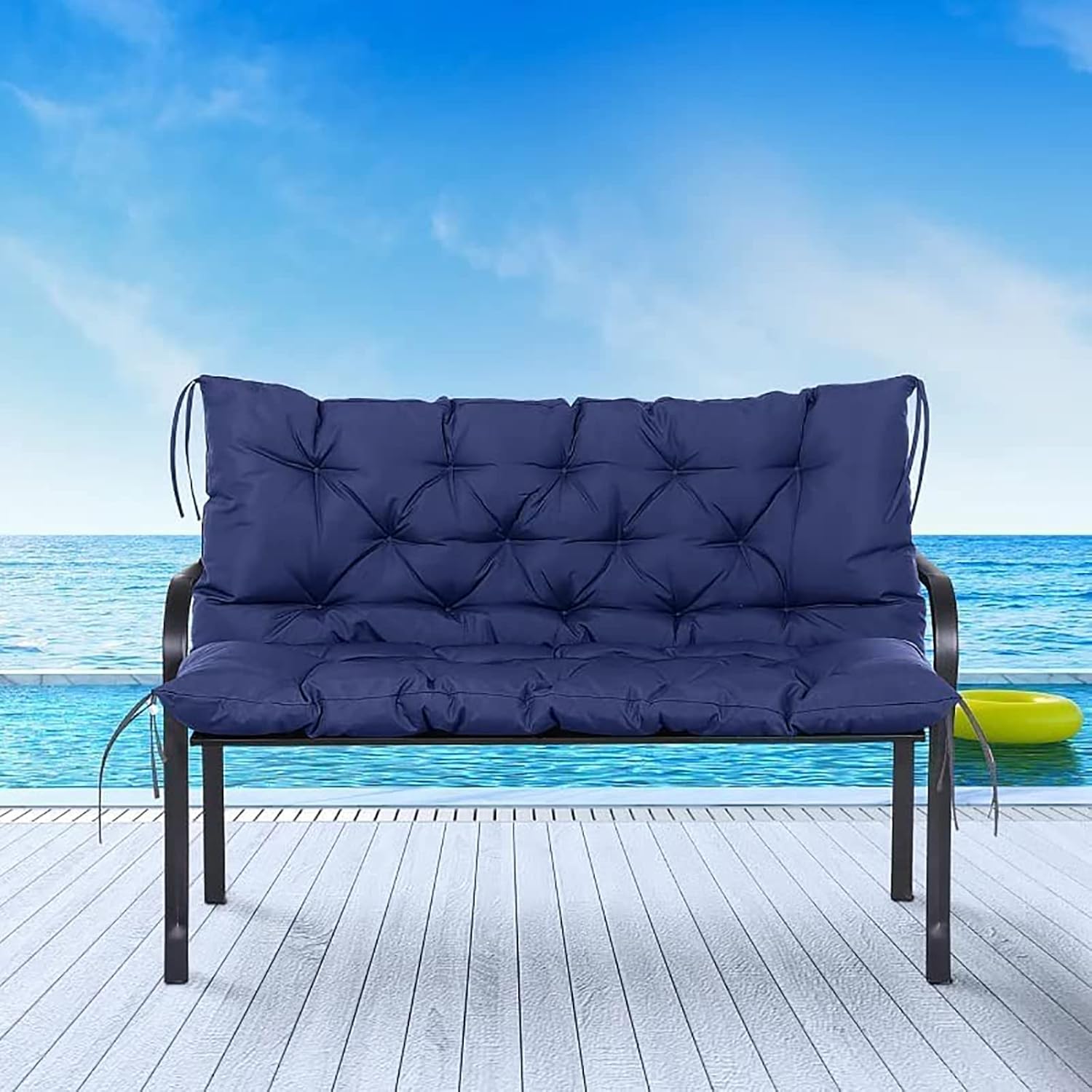 Swing Replacement Cushions 2-3 Seater,Outdoor Bench Cushion with Backrest,Waterproof Porch Swing Cushion,Thick Garden seat Cushion Sofa mat for Recliner Wicker Lounger pad