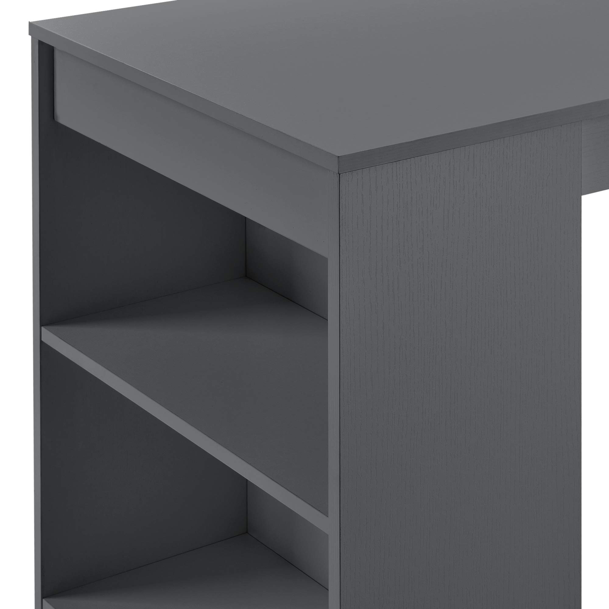 [en.casa] Mesa Alta Cocina Kouvola Mesa de Bar Bistro Elegante con 3 Compartimentos Laterales Comedor Oficina en Casa Aglomerado 110 x 50 x 103 cm - Gris Oscuro