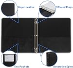 Samsill Vintage Hardback 3 Bague en cuir noir Binder, Organisateur de Binder professionnel, Planner Binder 1 1 cm 3 Beurre à anneaux, taille de la lettre 8.5 x 11, Pas de fermeture éclair, faux cuir noir