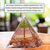Vista 2 de Pirámide de orgón – Fuente de energía positiva para meditación, alivio del estrés, atracción de riqueza Pirámide de cristal Orgonita con cristales