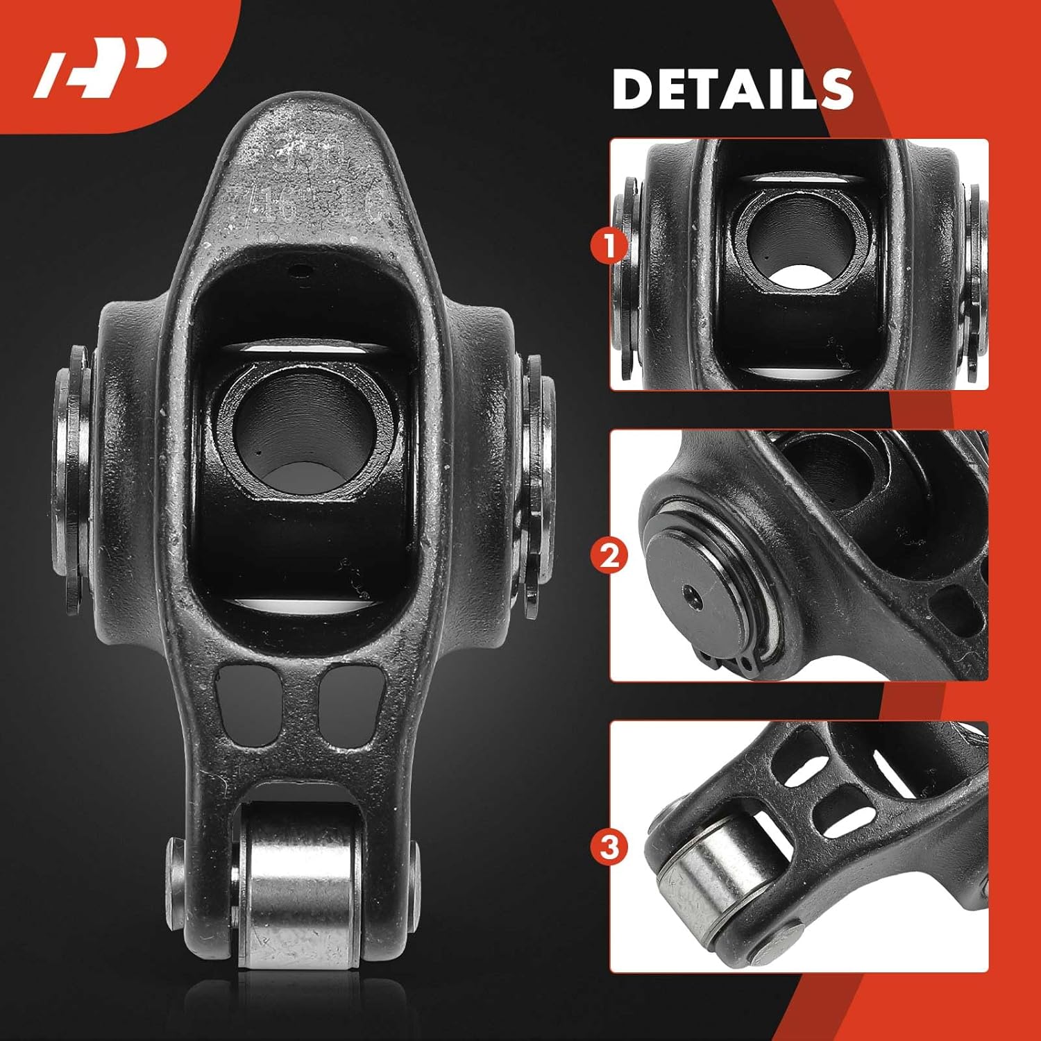 A-Premium 16Pcs Black Alloy Steel Engine Roller Rocker Arms with Needle Bearings Compatible with Small Block Chevy SBC 350, 1.6 Ratio, 7/16" Studs