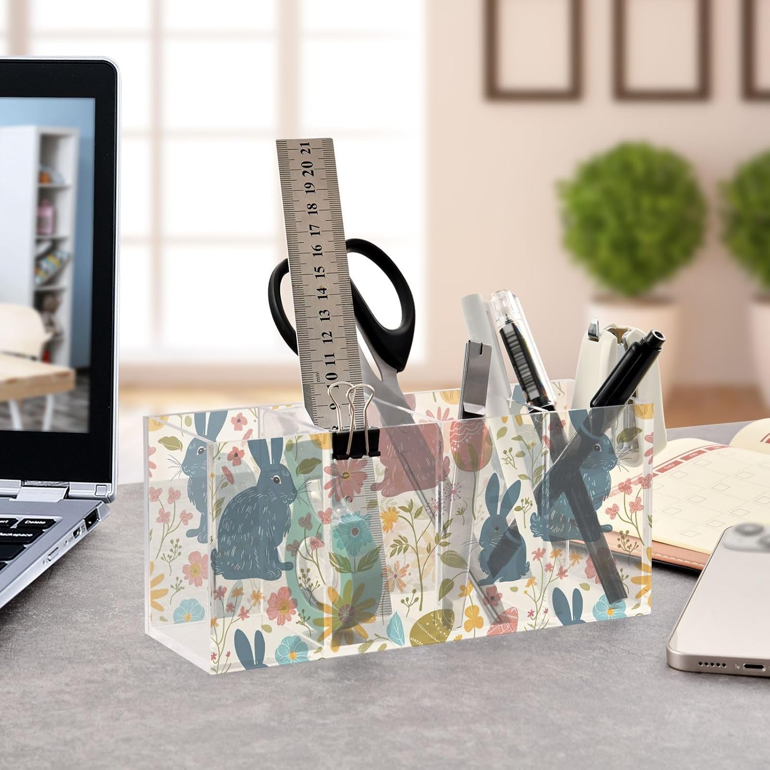 Joisal Easter Rabbit Flower Acrylic Desk Organizer image 4
