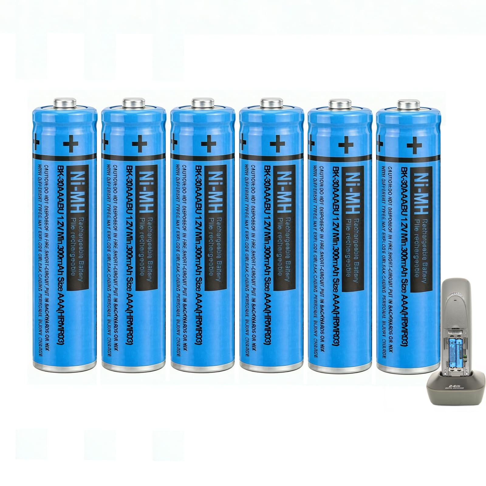 BK-30AAABU NI-MH AAA Rechargeable Battery 1.2V 300mah 6Pack AAA NiMH Batteries for Panasonic Cordless Phones, Remote Controls, Electronics