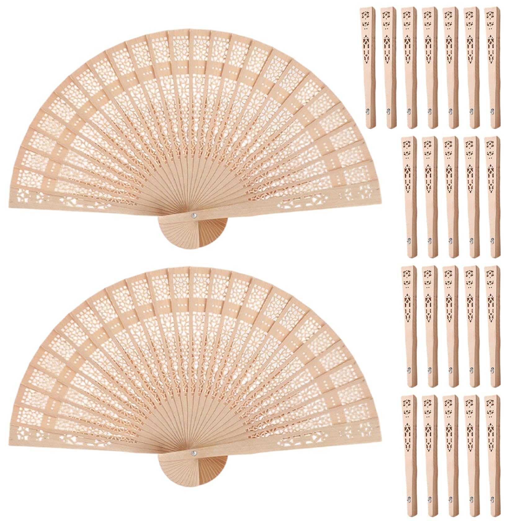 Éventails pliants en bois de santal Gcroet de 8 pouces pour les invités de mariage - Lot de 25