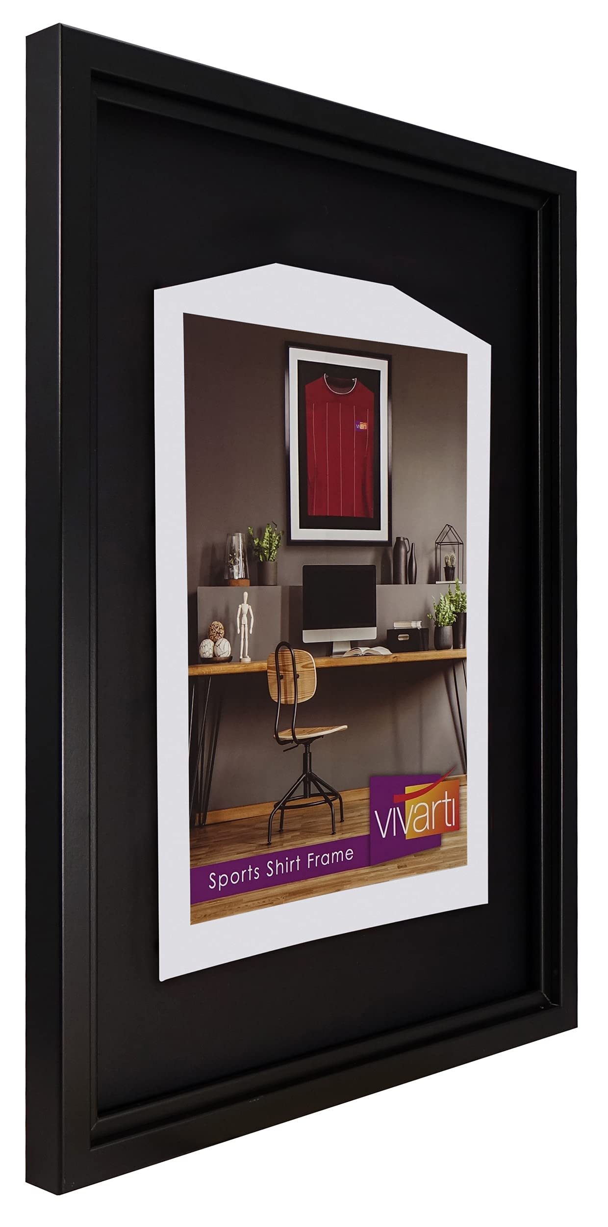 Vivarti DIY-Rahmen für Sportshirts, 50 x 70 cm, schwarzer Rahmen, Schwarzer Rahmen, schwarzer Innenrahmen, schwarze Rückwandkarte