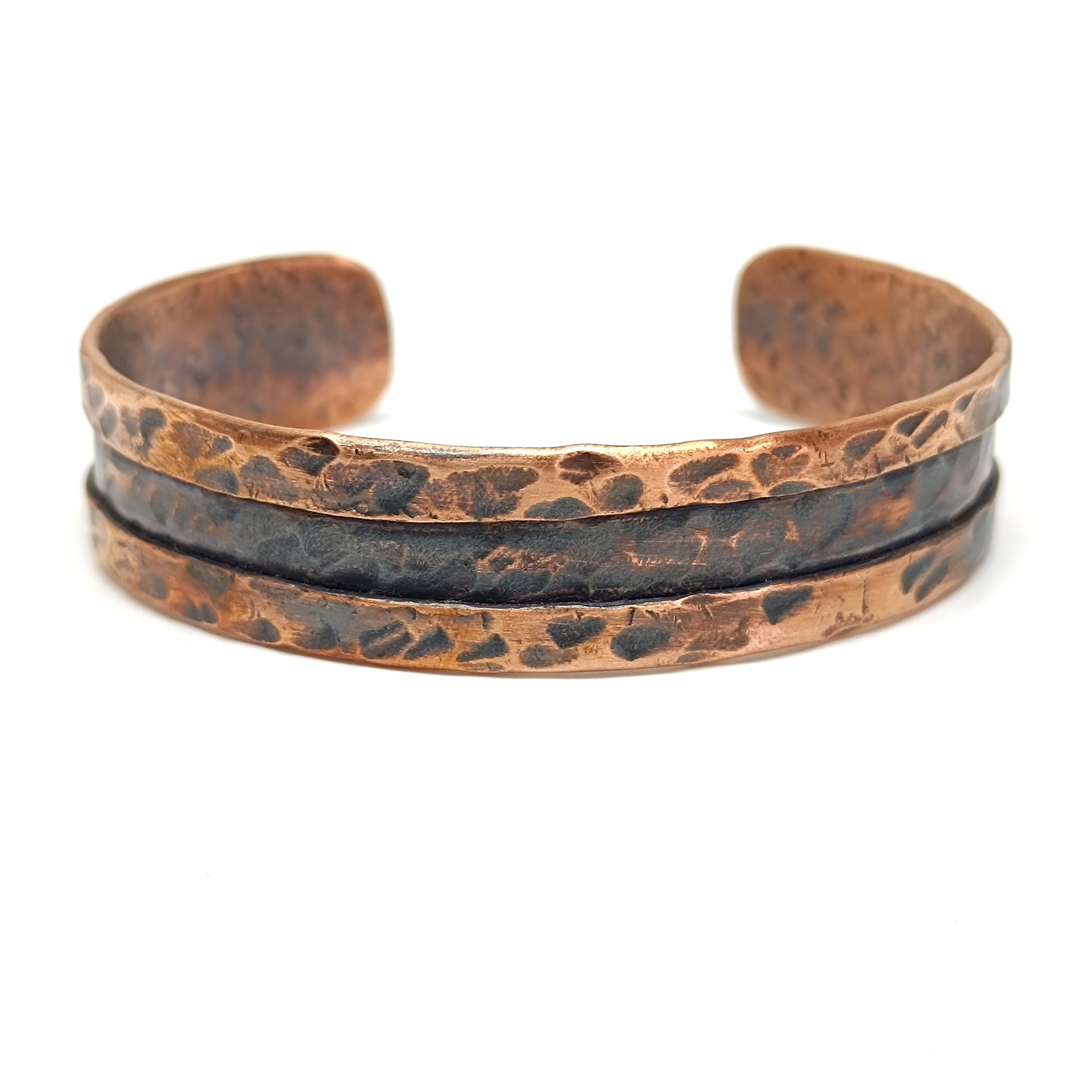 Generisch Armband aus gehämmertem Kupfer, rustikaler Wikinger-Stil, Armband aus reinem Kupfer, offener Armreif, Geschenk zum 7. Jahrestag, Therapie bei Arthritis