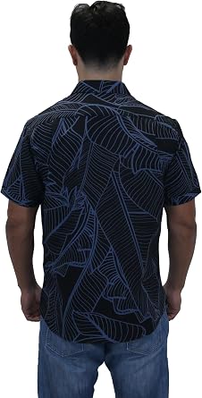 Mens Hawaiian Shirt Tropical Stretch Short Sleeve, Casual Button-Down Shirts