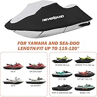 Vista 2 de NEVERLAND Funda de moto acuática de 3 asientos, resistente al agua, 210D con 2 rejillas de ventilación de grado marino resistente a los rayos UV, se