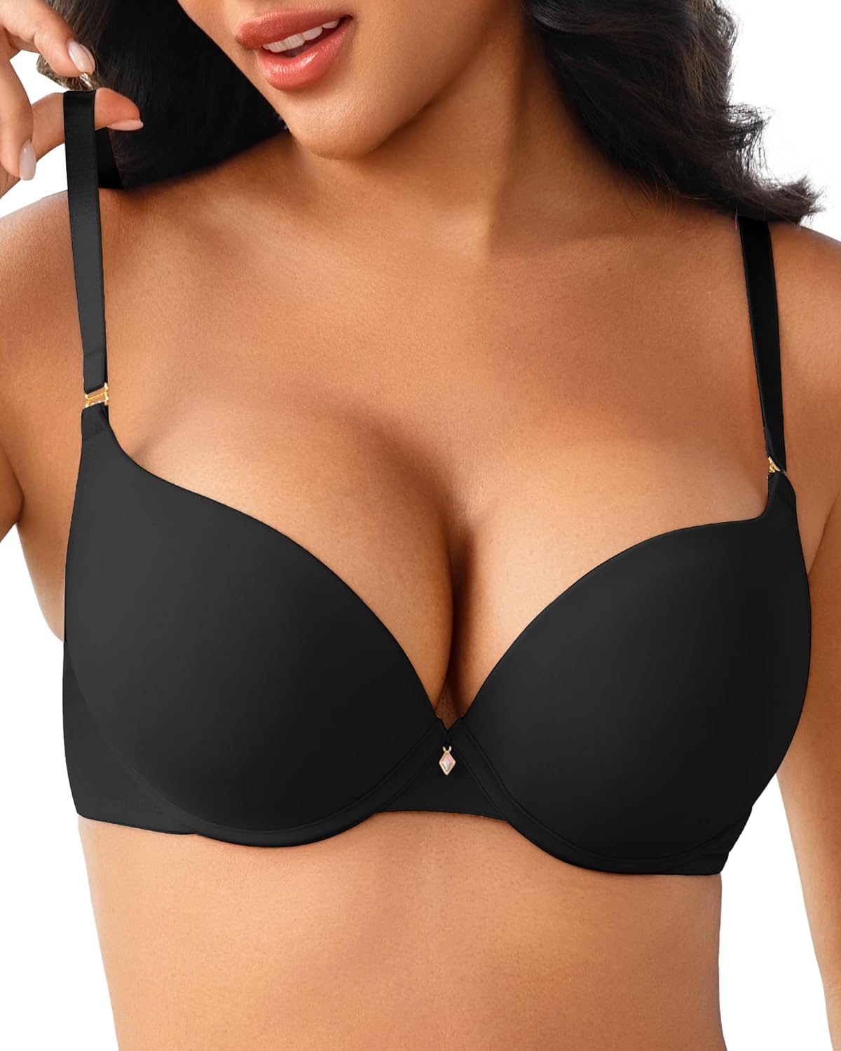 zossav Push Up Bras for Women Padded Add Cup Size Sexy Plunge Demi Bra Underwire