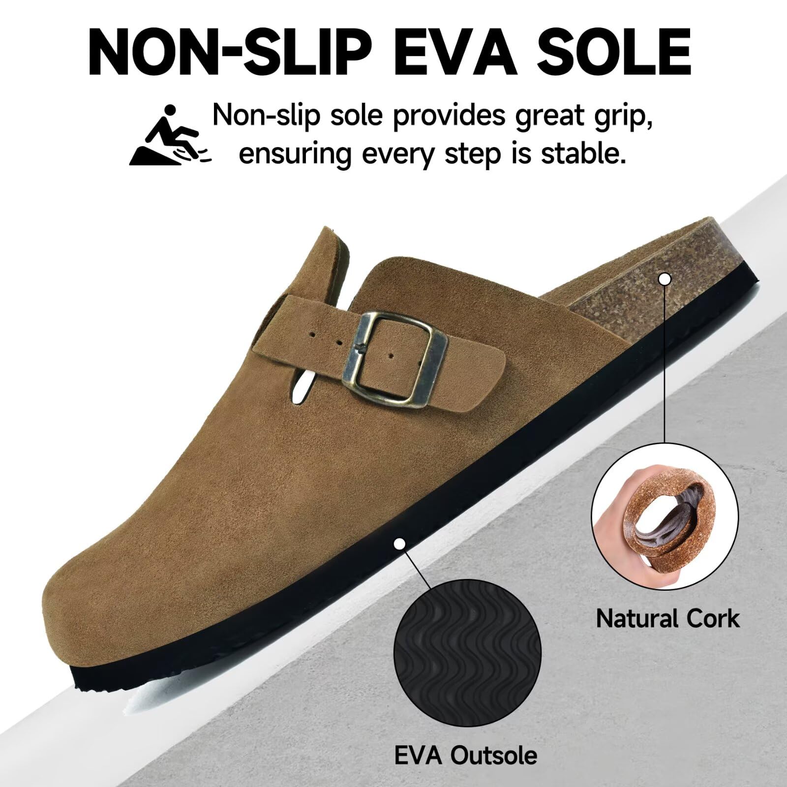 Zuecos y Mules para Hombre Pantuflas con Plantilla de Corcho Cerradas Hombre Mules 41-46 EU