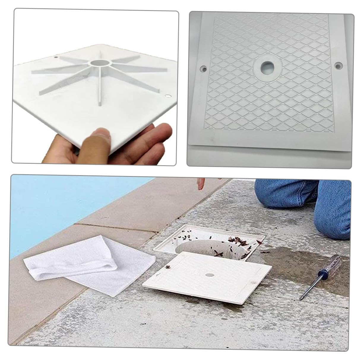 Didiseaon 2 Pezzi Coperchio Skimmer Piscina Quadrato 25x25 Cm in Pp Resistente per Sostituzione Coperchio Skimmer Fuori Terra e Interrata, Protezione da Detriti e Sicurezza Piscina