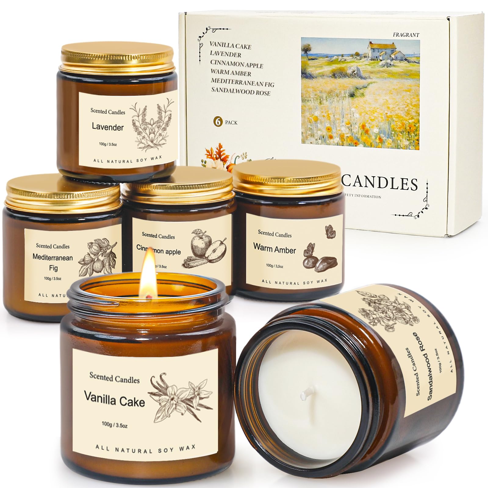 Aromatherapy Candles in Glass Jars with Cinnamon Apple,Vanilla Cake Scented Candles Gifts for Women Christmas Gifts for Staff,Couples,Mum,Friend Thank You Candle Female Xmas Present Ideas