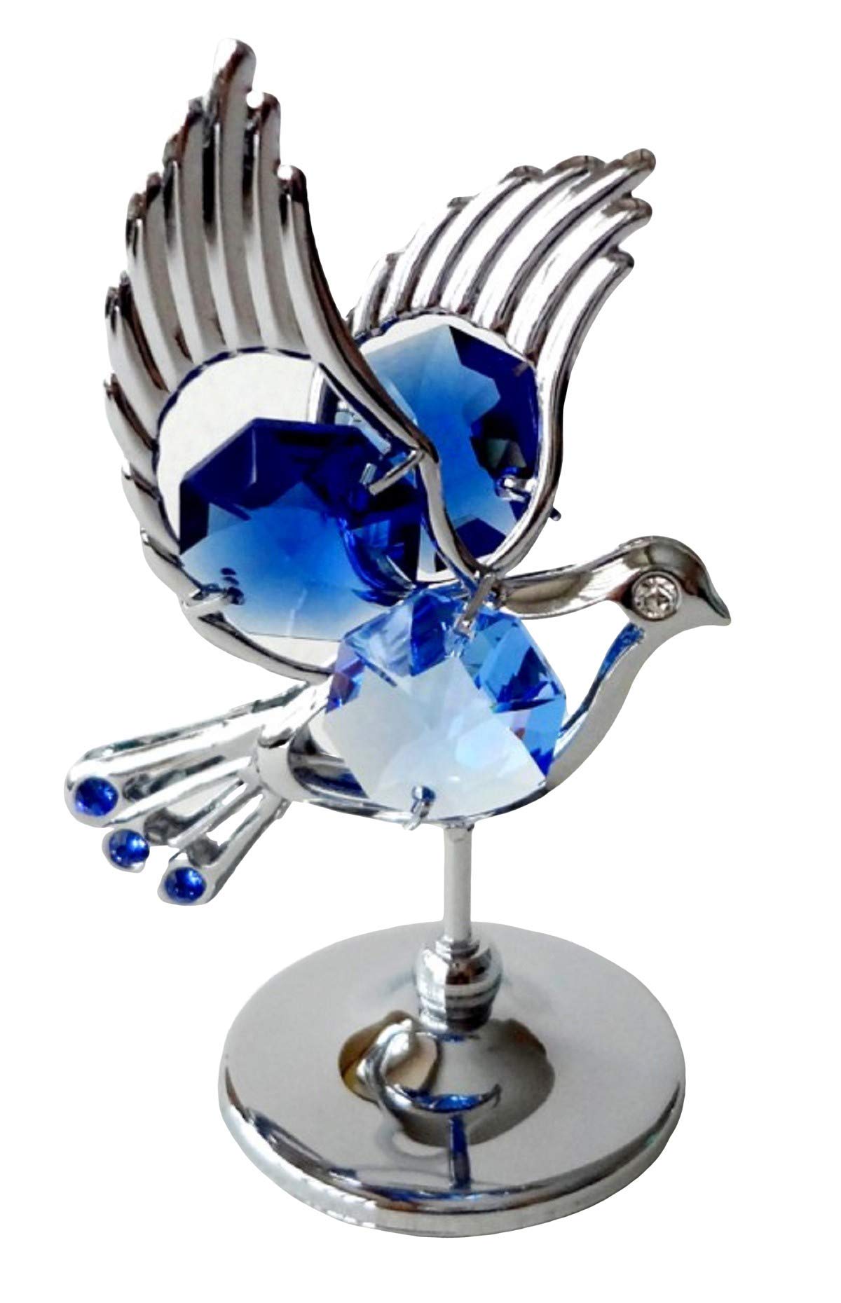 Crystocraft Blue Dove Crystal Ornament With Swarovski Elements Gift Boxed Crystals Silver Chrome Plated Perfect Keepsake Collectors Gift Figurine