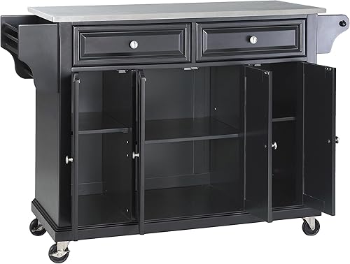 Vista 122 de Crosley Furniture isla de cocina con ruedas, Madera, Blanco