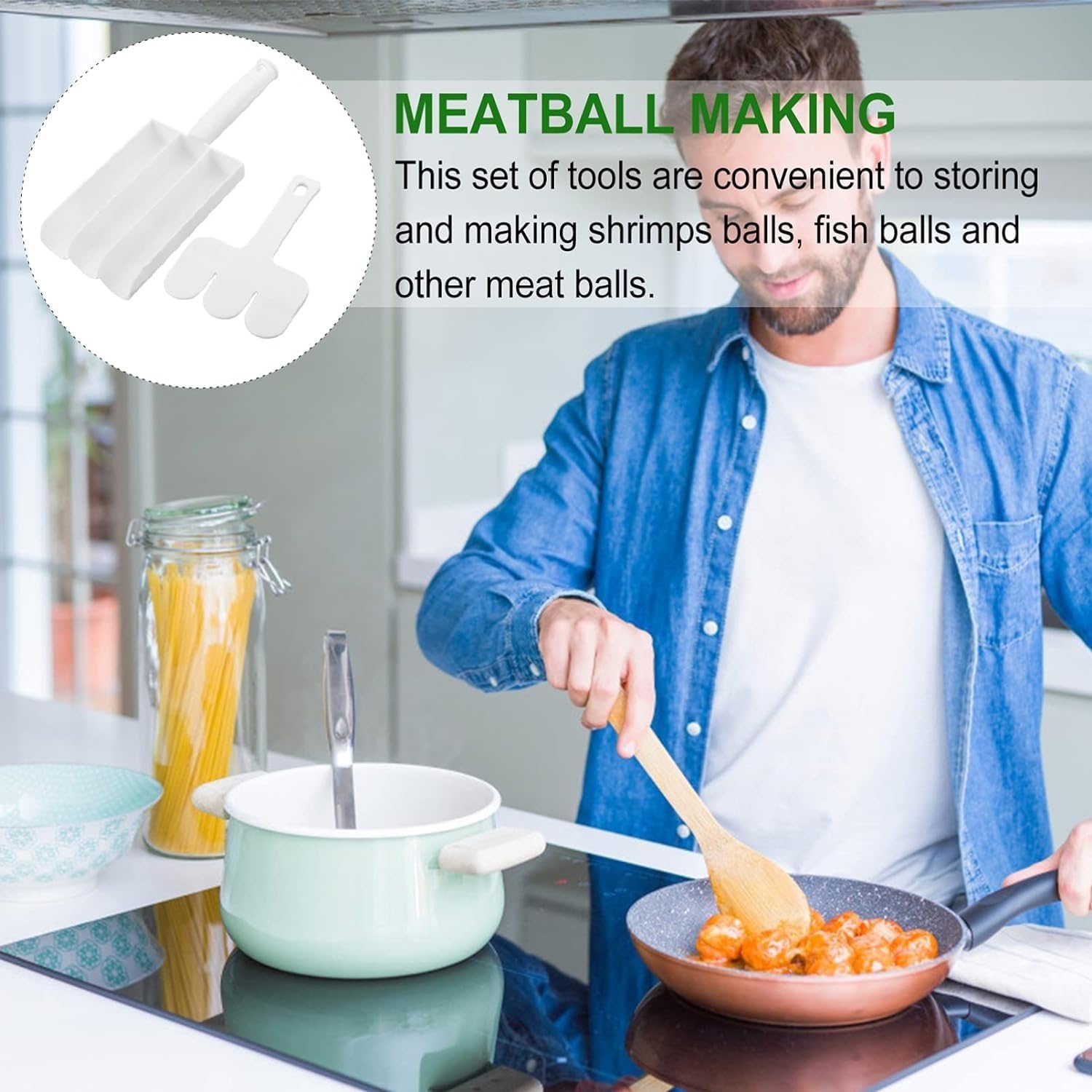 VIDORA Meatball Maker,Stainless Steel Meatball Scoop Maker with Cutting Spade Portable Cheese Ball,Rice-Meat Dumplings Cake Manchurian rasgulla Maker Fish Ball Burger Meatball 4