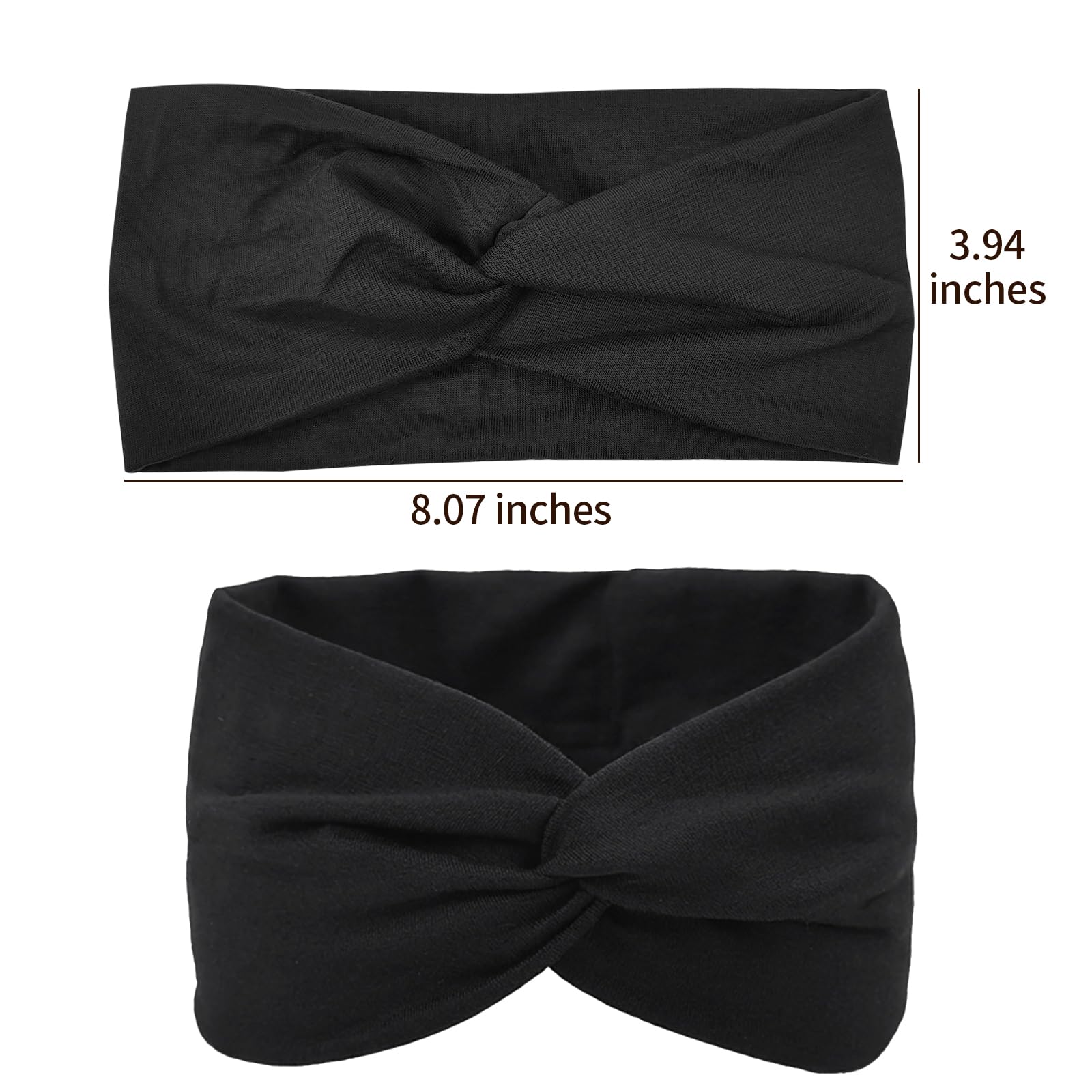 10 fasce larghe in stile bohémien, per donne e ragazze, design con nodo attorcigliato, set di grandi fasce per capelli, per sport, allenamento, yoga