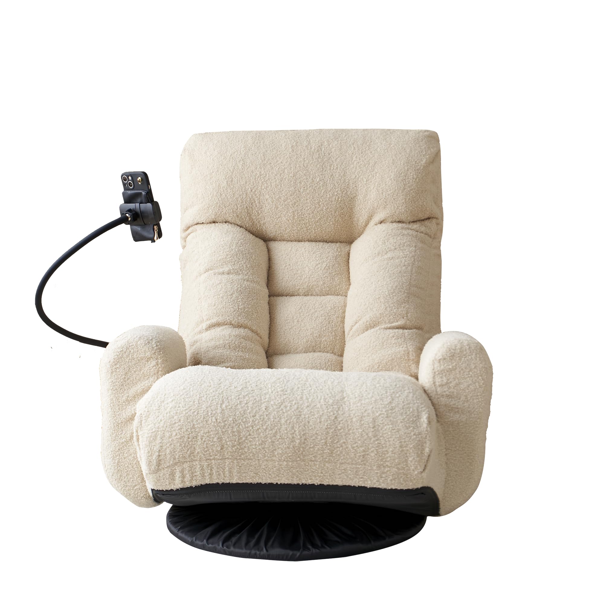 Adjustable Lounge Sofa Chair with 360 Degree Swivel Base, Built-in Spring Seat Bag, and Phone Holder - Perfect for Relaxation and Entertainment (Beige)