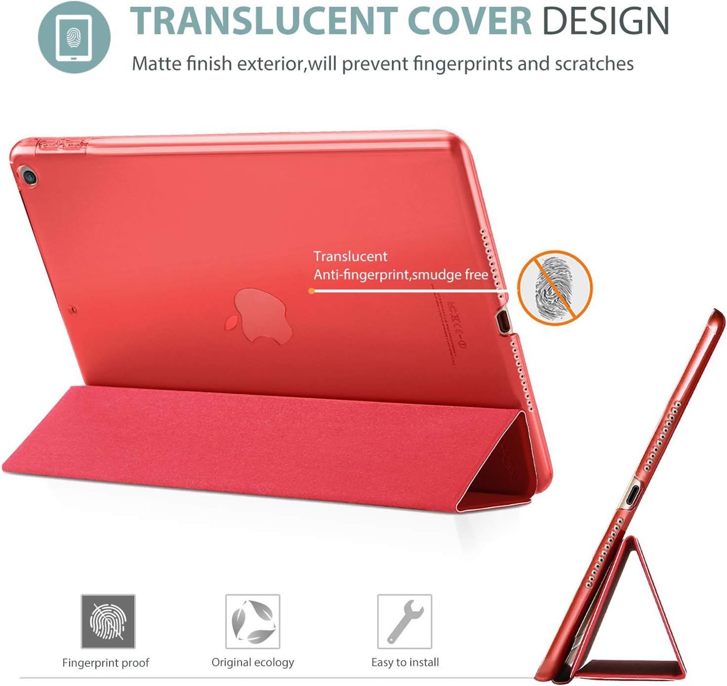 For Apple iPad Mini 1/2/3 Smart Case with Automatic Magnetic Wake/Sleep (Red), 7.9 inch - Image 4