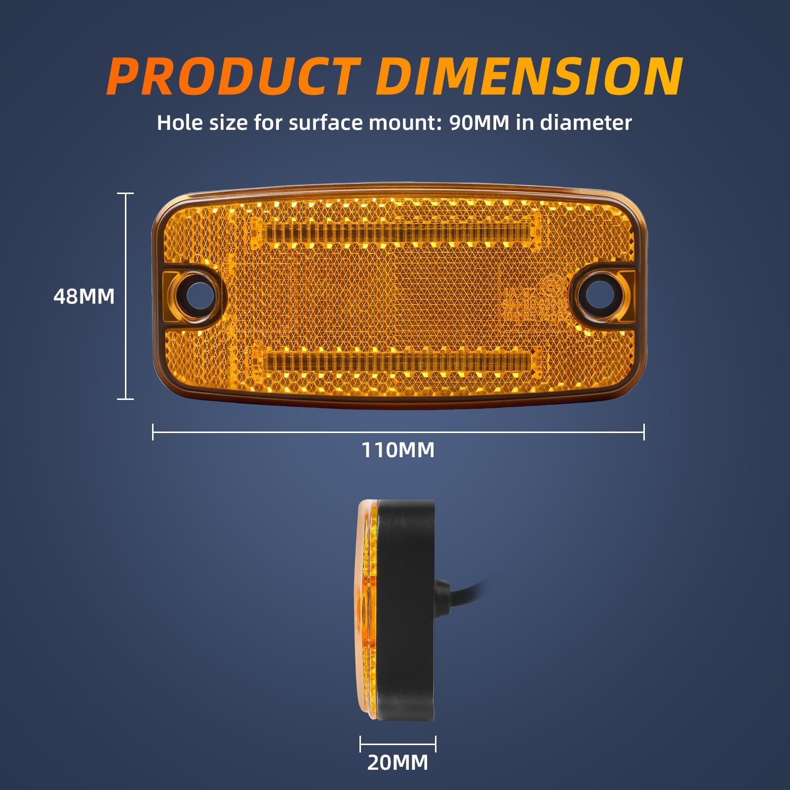 6x Amber LED Seitenmarkierungsleuchten Set – 12V/24V, ECE R91/R148 Zertifiziert, IP67 Wasserdicht – für Anhänger, LKW, Wohnwagen, Landmaschinen