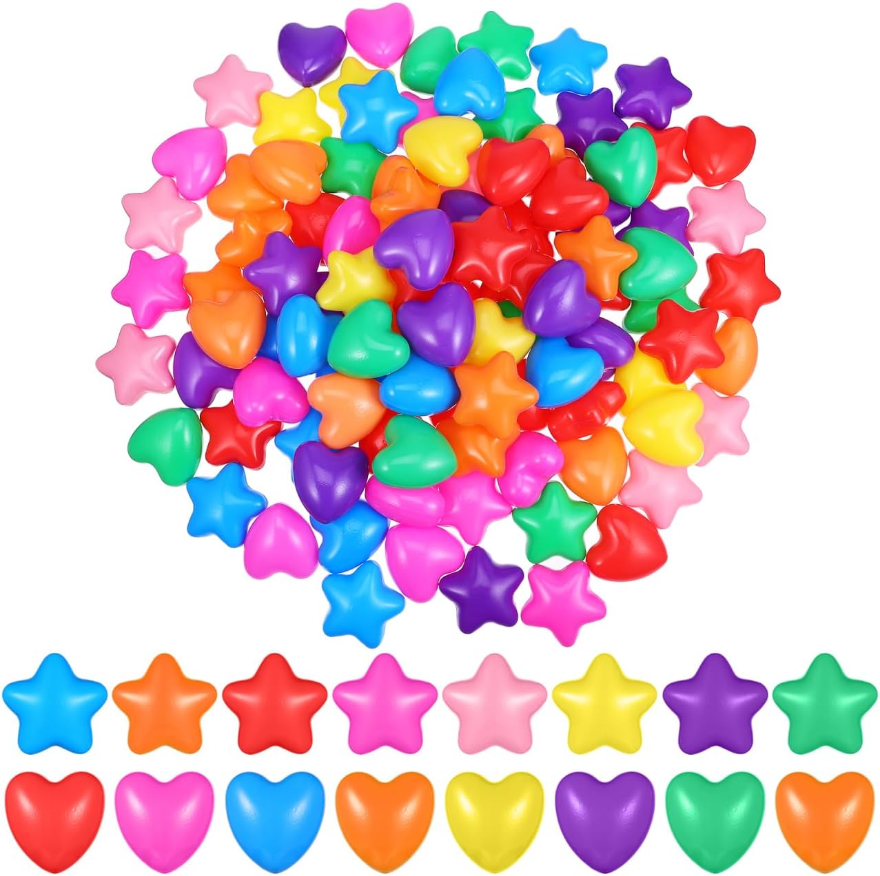 Cabilock Star Ball Pit Balls 100Count Plastic HeartBalls Swimming Pool Water Christmas Festival Party Decoration