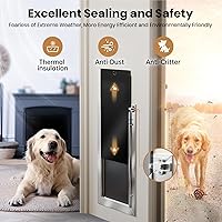 Vista 4 de Puerta para perro de aluminio, resistente a la corrosión, puerta grande para perros para puertas exteriores, puerta para perros con 2 solapas