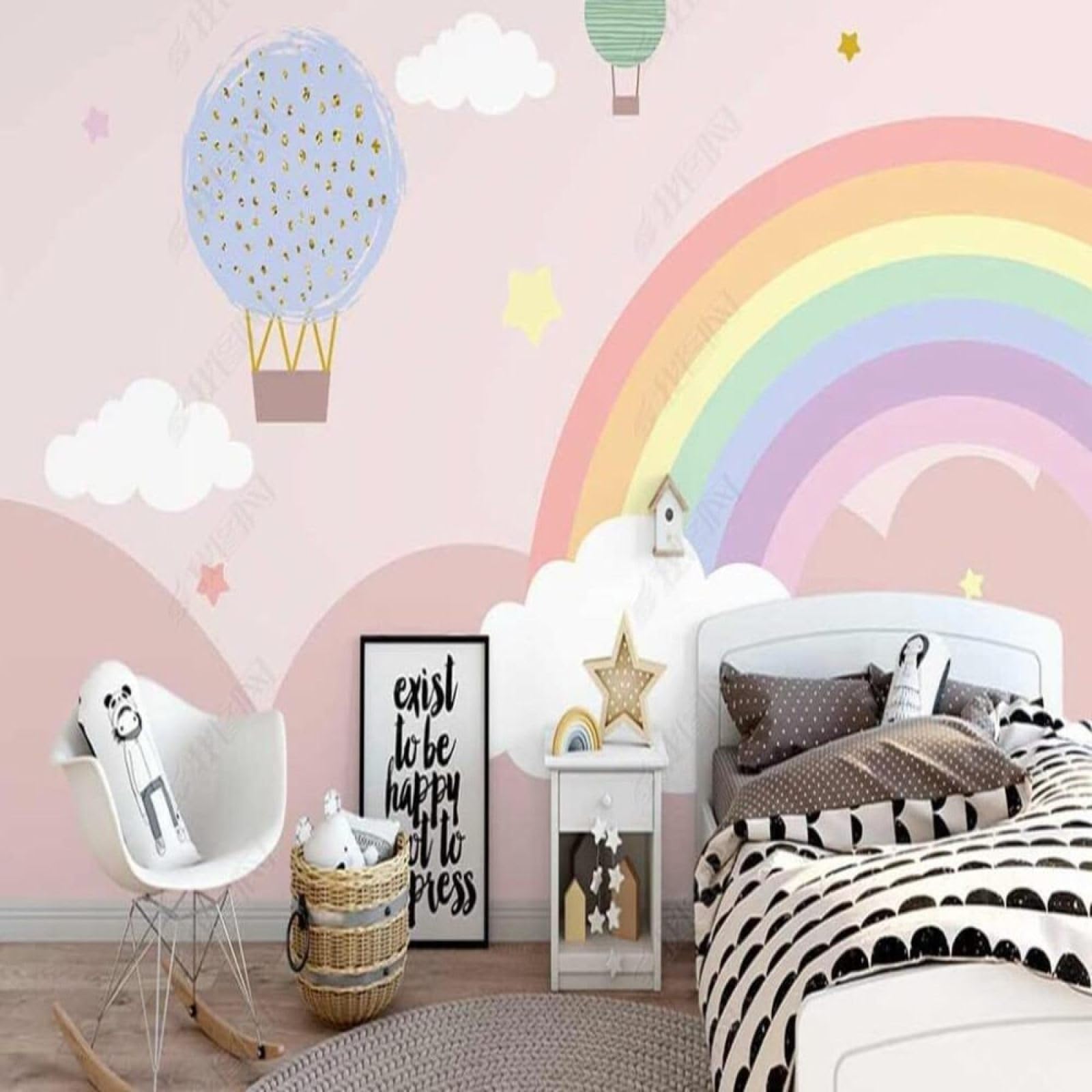 Papel pintado 3D textura seda premium de nubes rosa para salones