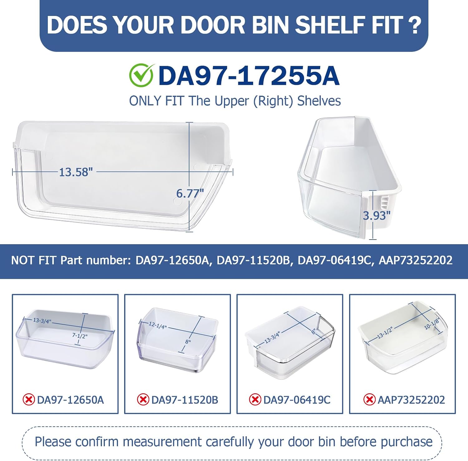 DA97-17255A Upgraded Refrigerator Door Shelf Bin Compatible with Samsung Fridge Right Door, Replace AP6784023, RF265BEAESG/AA, RF265BEAESR/AA, RF262BEAESR