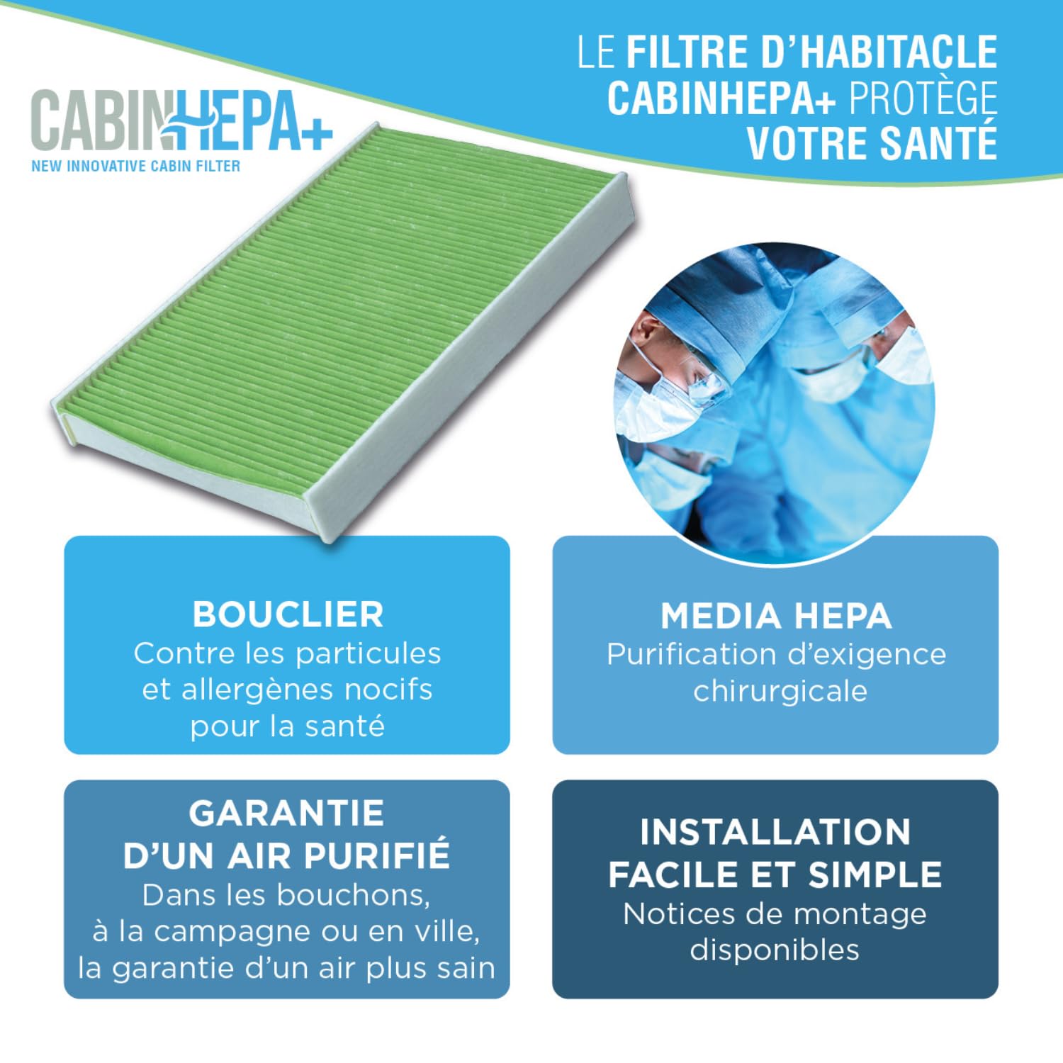 Purflux CabinHepa+ Filtre habitacle Hepa voiture, protège des allergènes, pollen, poussières, anti moisissure, particules fines automobile AHH256 Toyota Yaris 3 RAV4 3, Vert