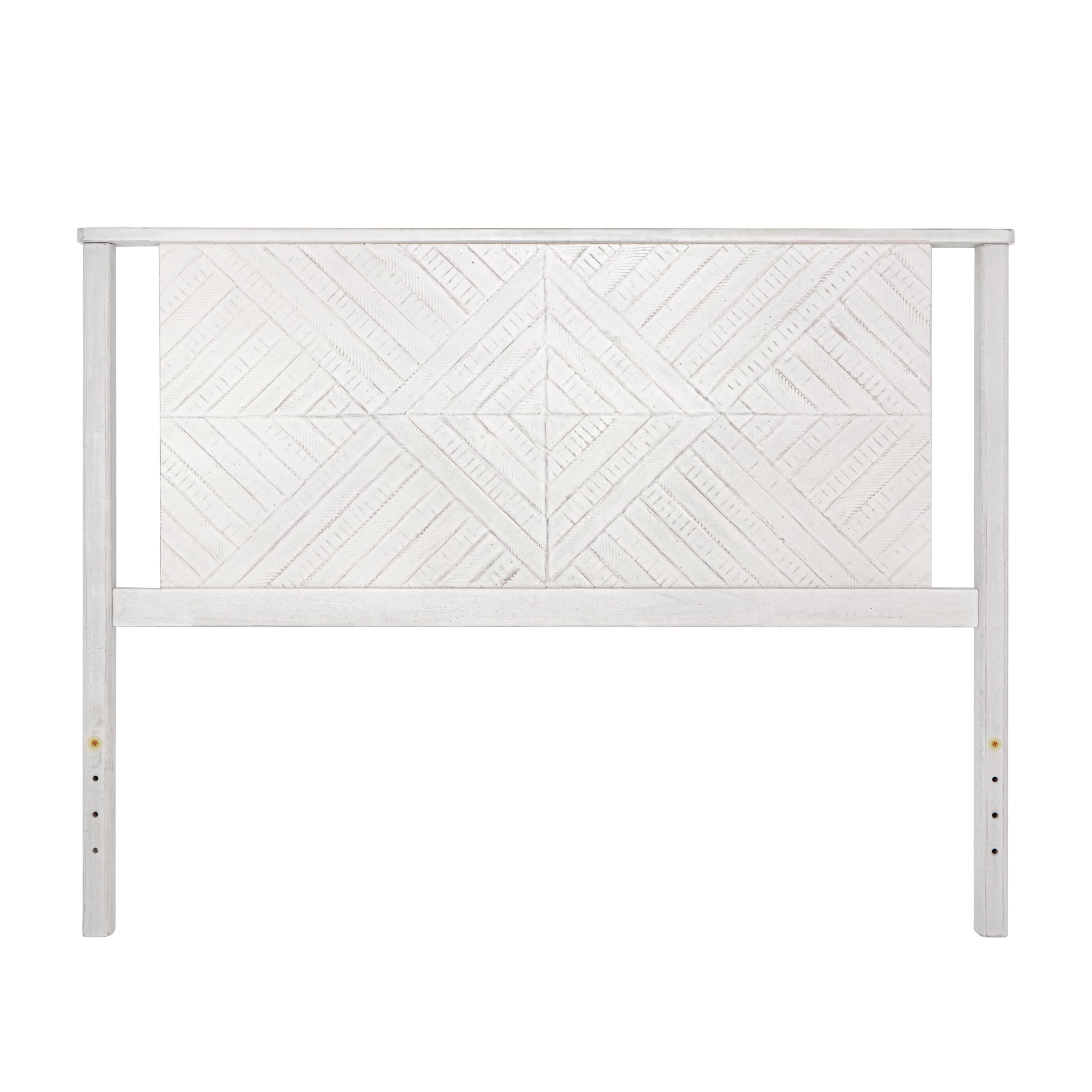Bme Ethan Diamond Queen Headboard ONLY, Rustic and Scandinavian Style, Solid Acacia Wood, Easy Assembly, Queen Size Headboard Option Available, Classic Design for Bedrooms, Rustic White