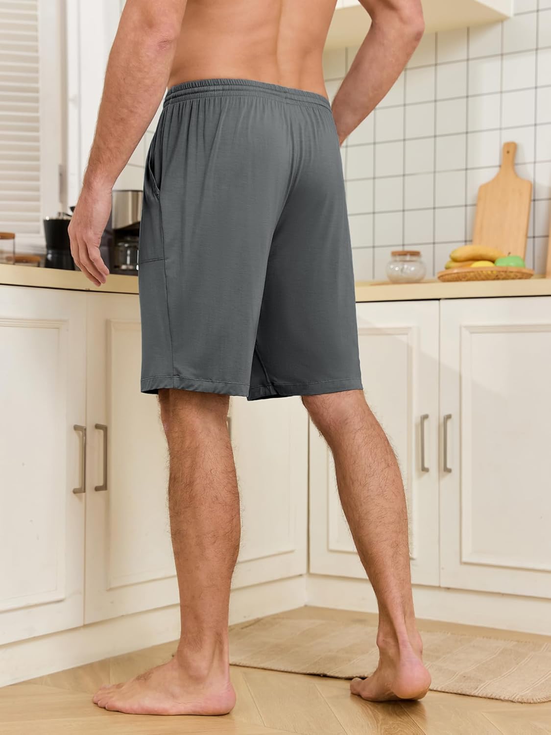 EA'S SECRET Men’s Pajama Shorts Summer Sleeping Shorts Rayon Made From Bamboo Pajama Shorts for Men with Pockets - Image 6
