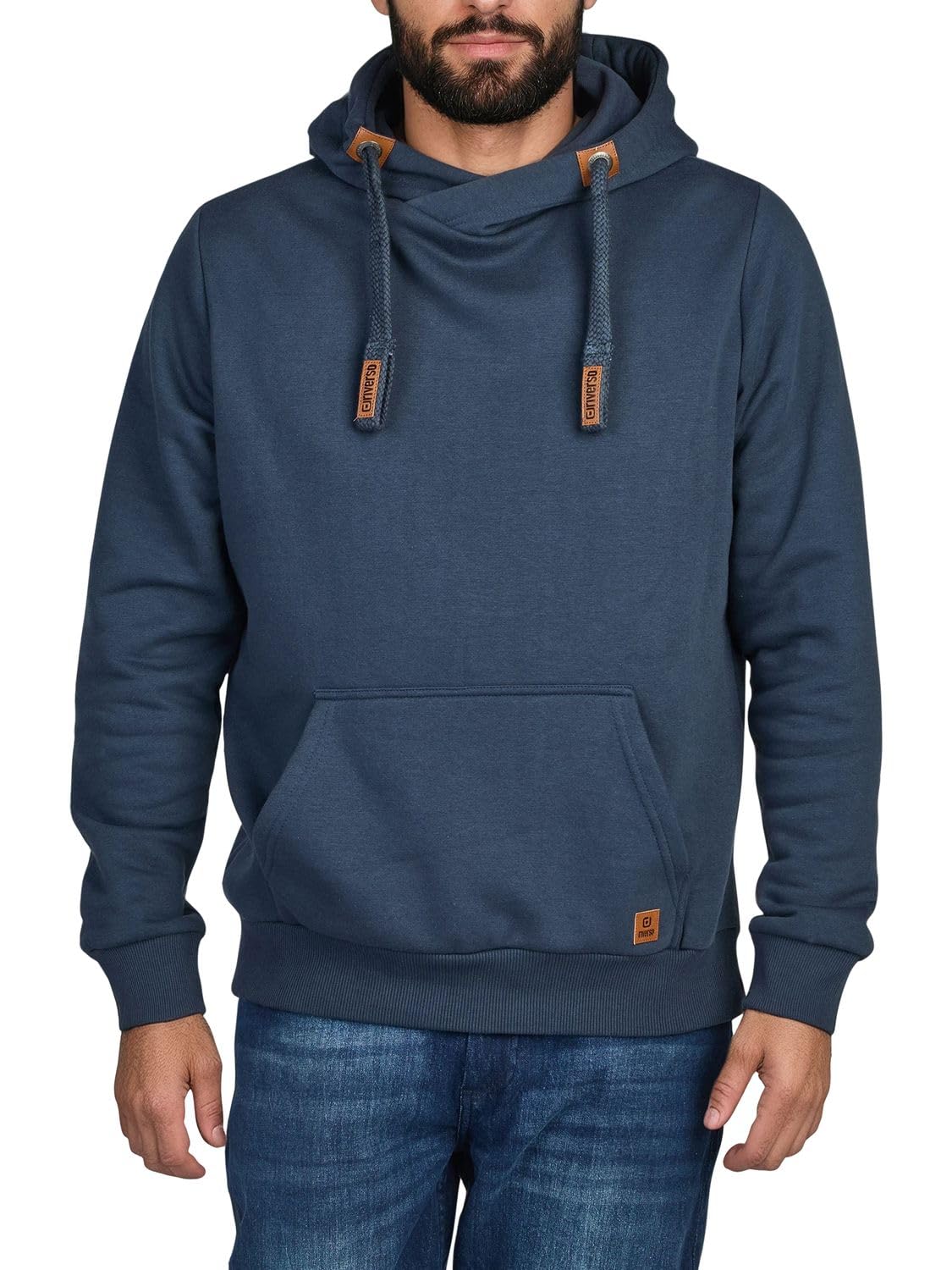 riverso Men's Hoodie Regular Fit RIVNiklas Hooded Pullover Pullover Cross-Over Collar Grey Brown Green Red Blue Black Beige S M L XL XXL 3XL 4XL 5XL, 3XL