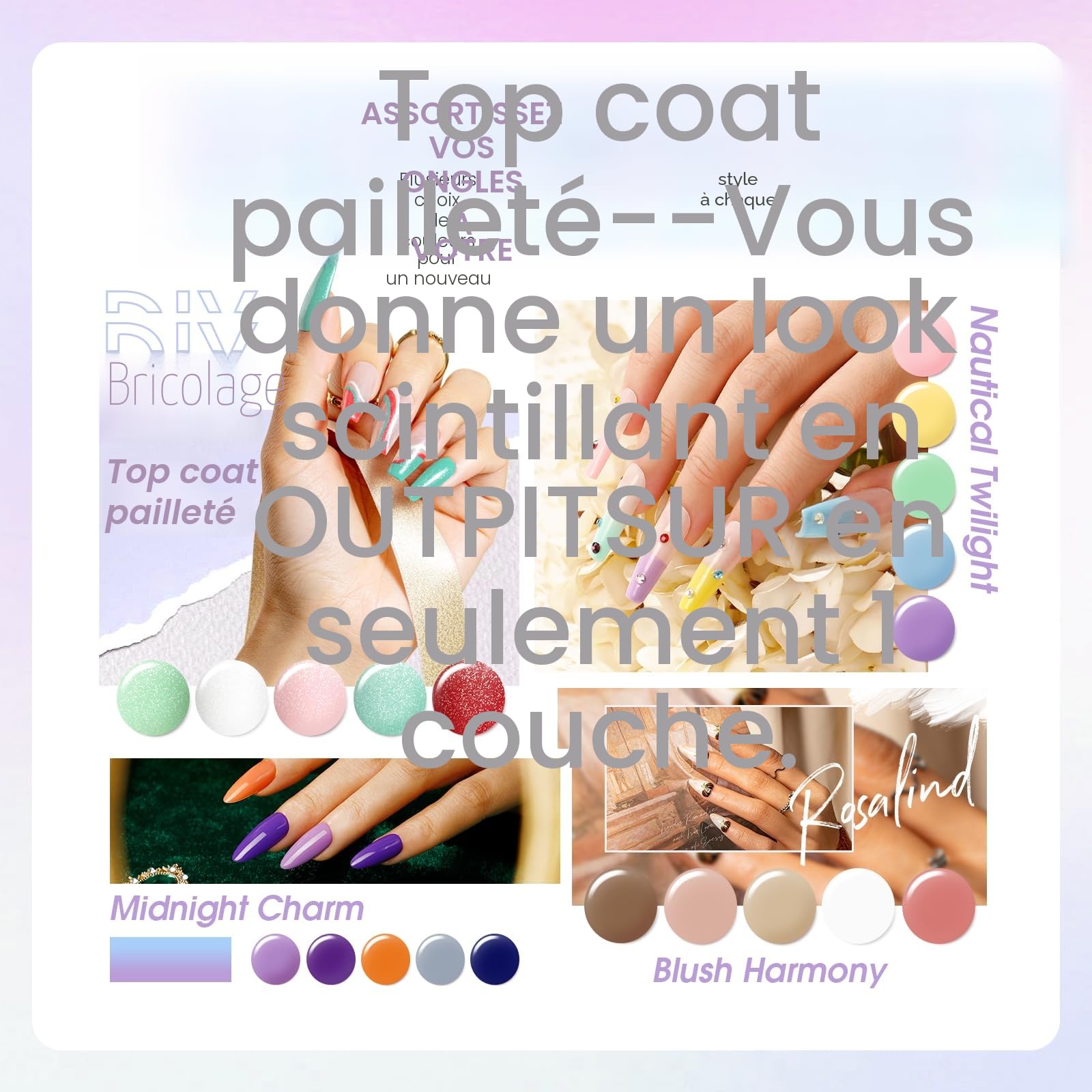 ROSALIND Kit Vernis Semi Permanent Complet, 32+4 PCS Vernis Gel avec 48W UV/LED Lampe , Kit Ongle Gel UV Complet Cadeau Blanc Vert Violet Bleu Marron Gris Kit Manucure