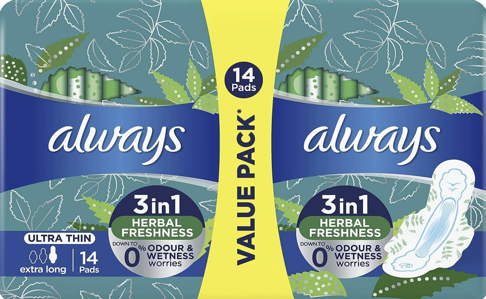 ALWAYS Clean & Dry Ultra Thin, Night sanitary pads with wings, 14 pads