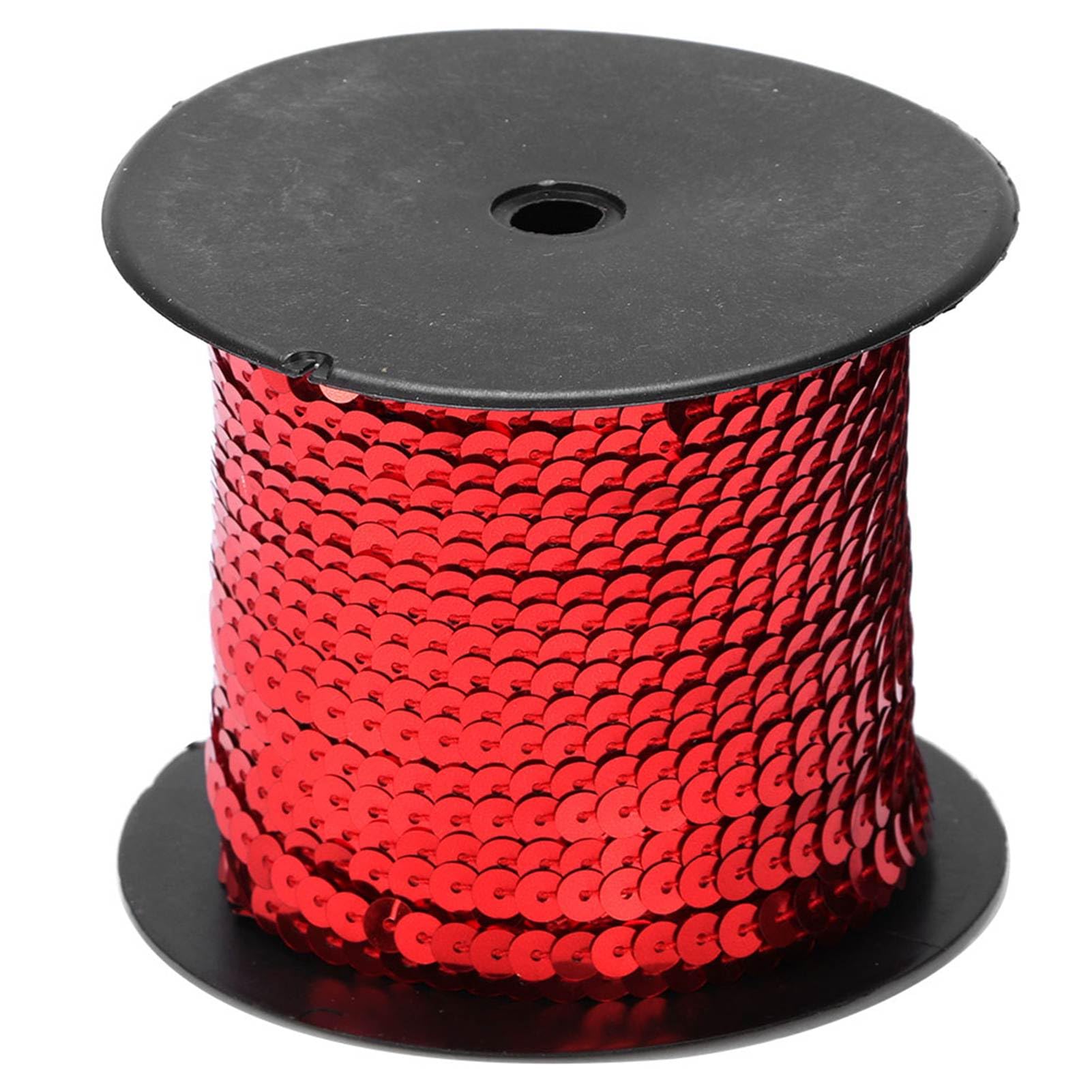 Sequin Trim, 100 Yards 6mm Flat Paillette Sequin Ribbon Roll with Round Sequin String for DIY Sewing Crafts Embellishments Costume Accessories Party Decorations Wedding Events Festival Wear