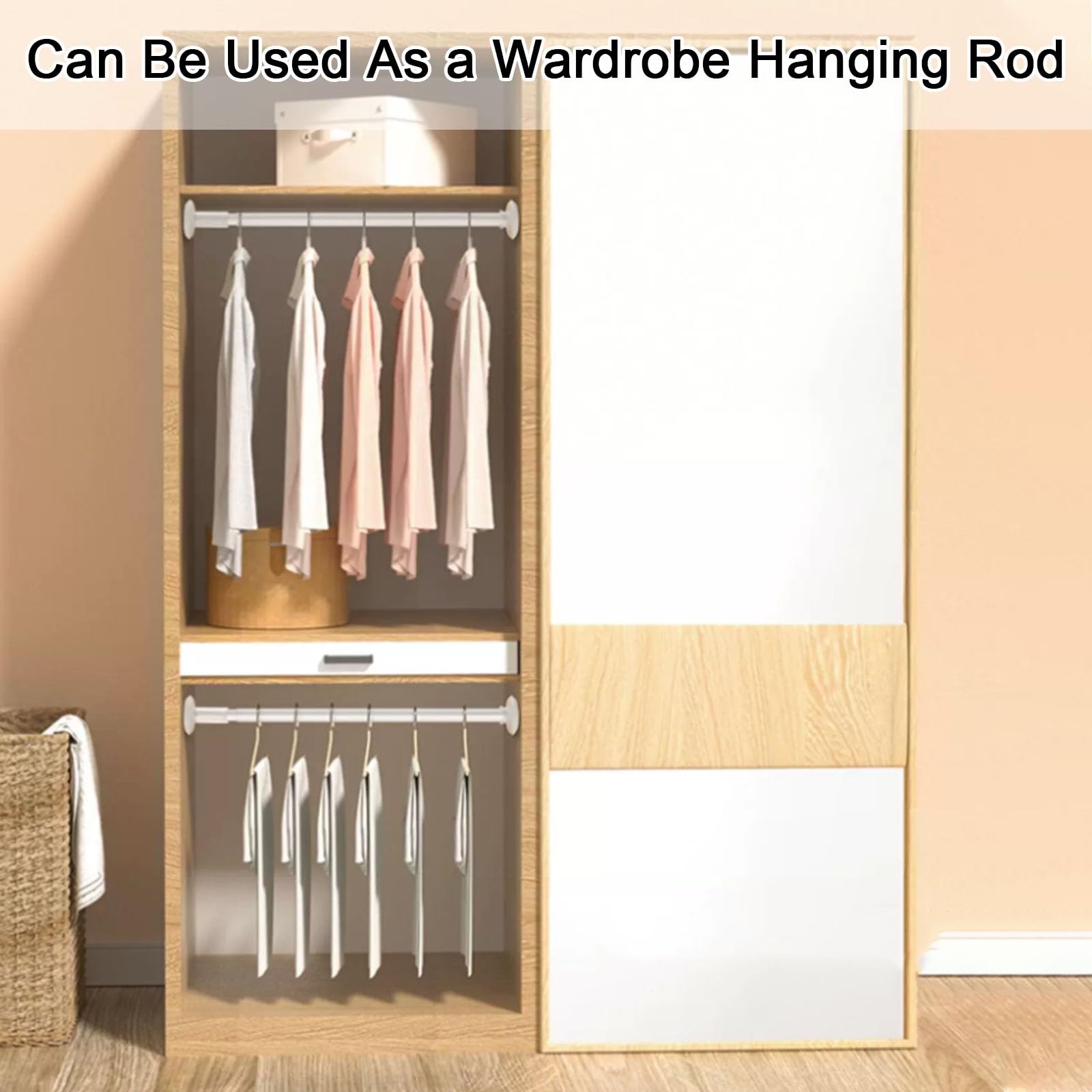 Tringle à rideau de douche, sans perçage, facile à installer, antidérapante, longueur réglable pour salle de bain, cuisine, placard, design durable, adaptée à différents espaces