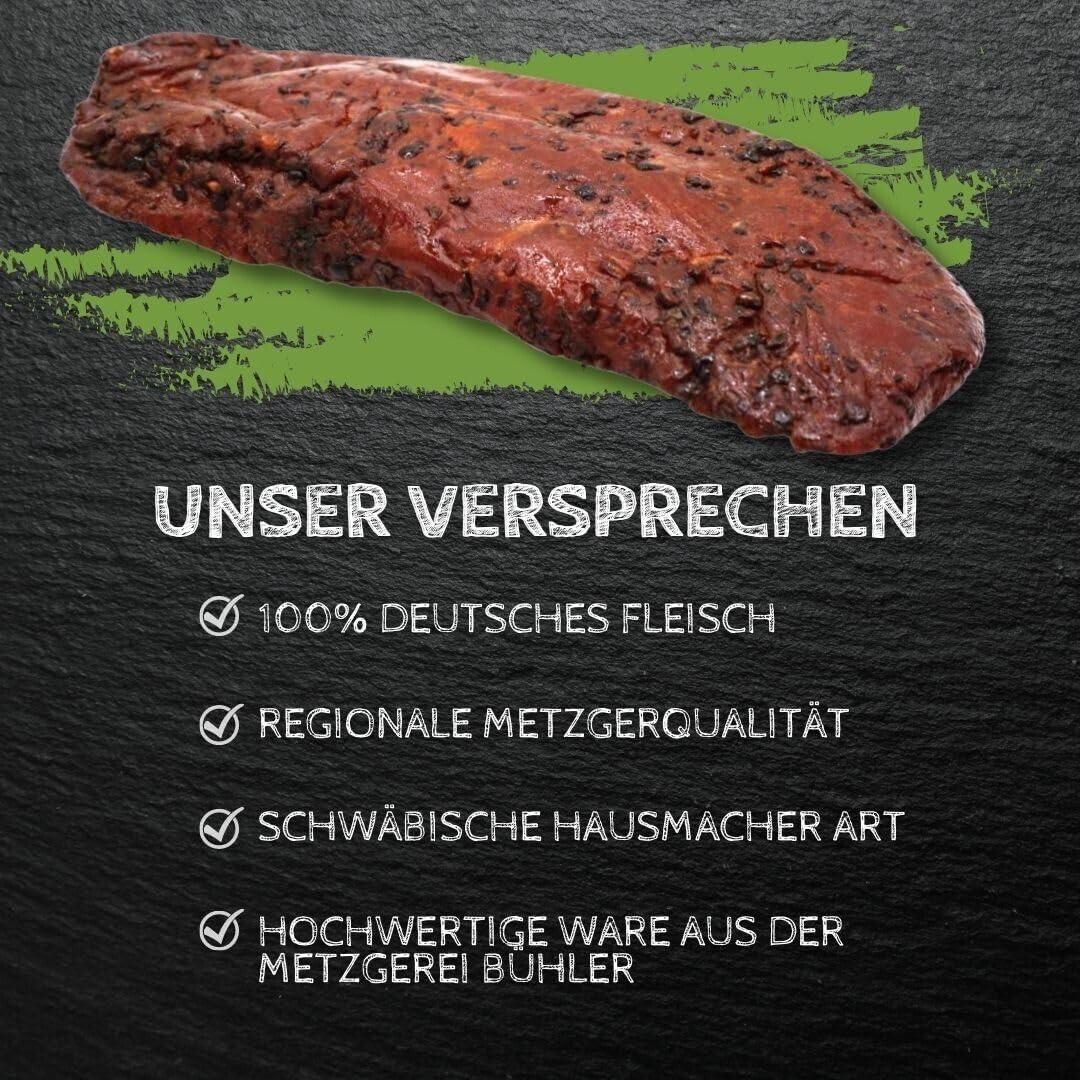 Putenrauchfleisch 250g Protein Snack ohne Zuckerzusatz ca. 60g Protein Geräucherte Putenlende aus 100% deutschem Putenfleisch High Protein herzhaft gewürzt proteinreich ready to eat Metzgerei Bühler